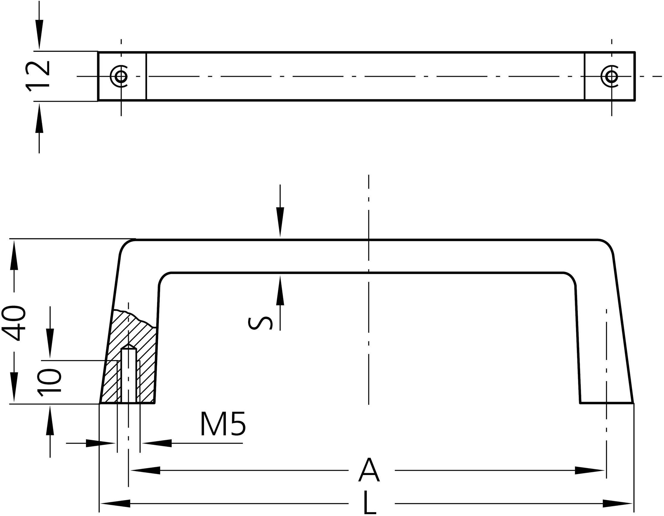 Rohde S1-12.180.04 Gehäuse-Griff Schwarz (L x B x H) 194 x 12 x 40mm 4St.