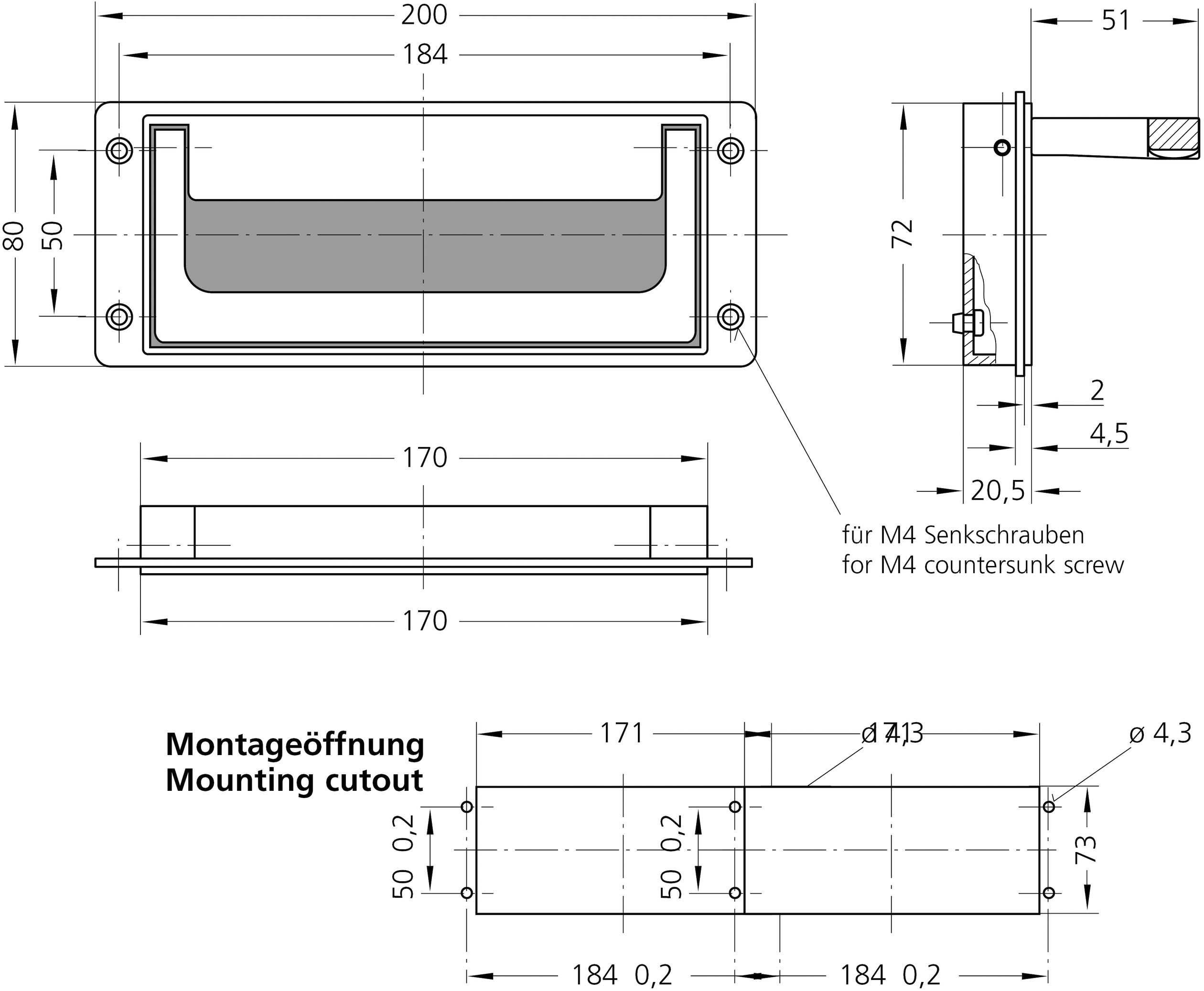 Rohde SK-50.S184.9005 Klappgriff Schwarz (L x B x H) 200 x 80 x 20.5mm 1St.