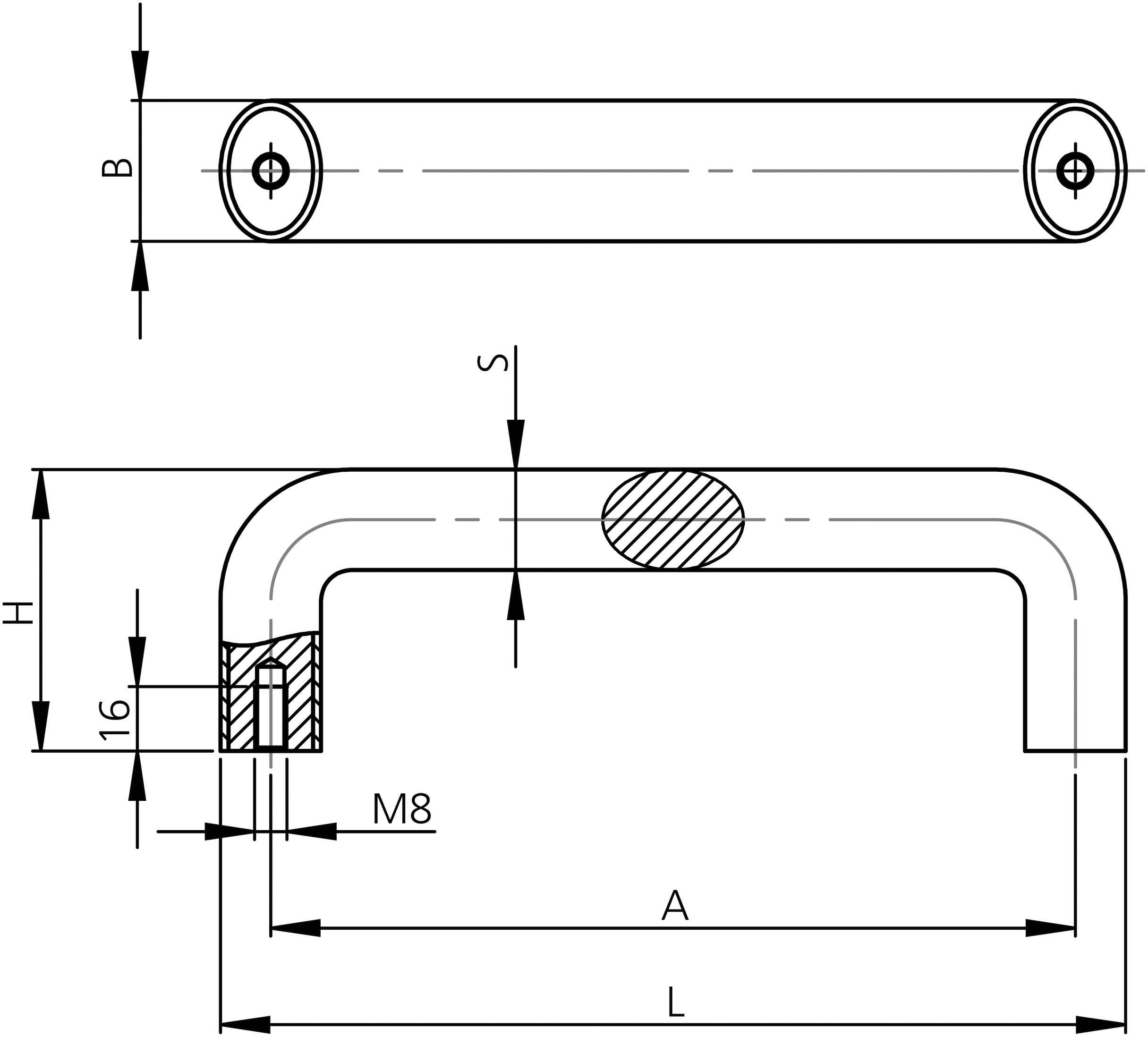 Rohde SO-35.S200.2009 Universalgriff Schwarz (L x B x H) 225 x 35 x 70mm 1St.