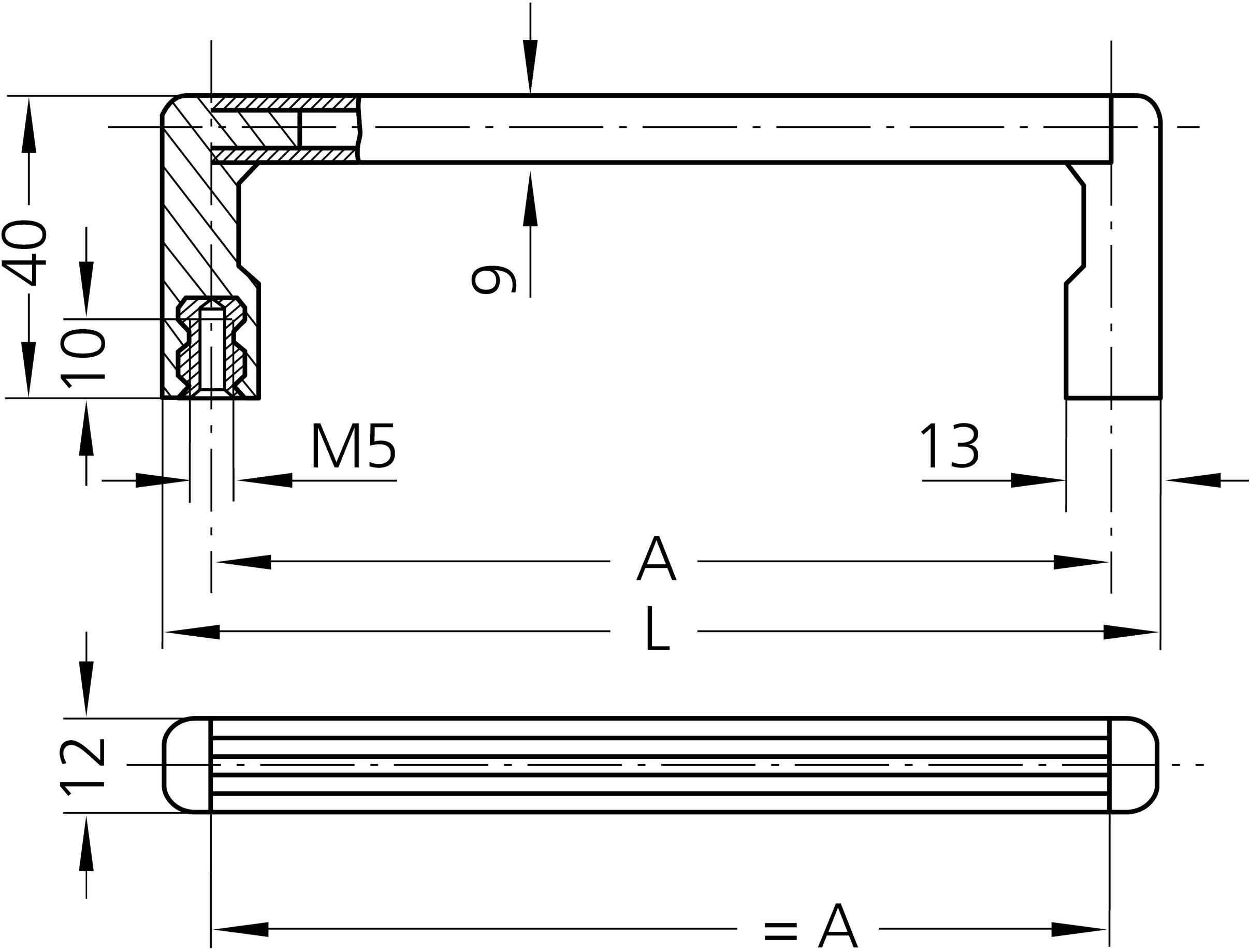Rohde UG-02.055.01 Gerätegriff Schwarz, Silber (L x B x H) 69 x 12 x 40mm 1 Set