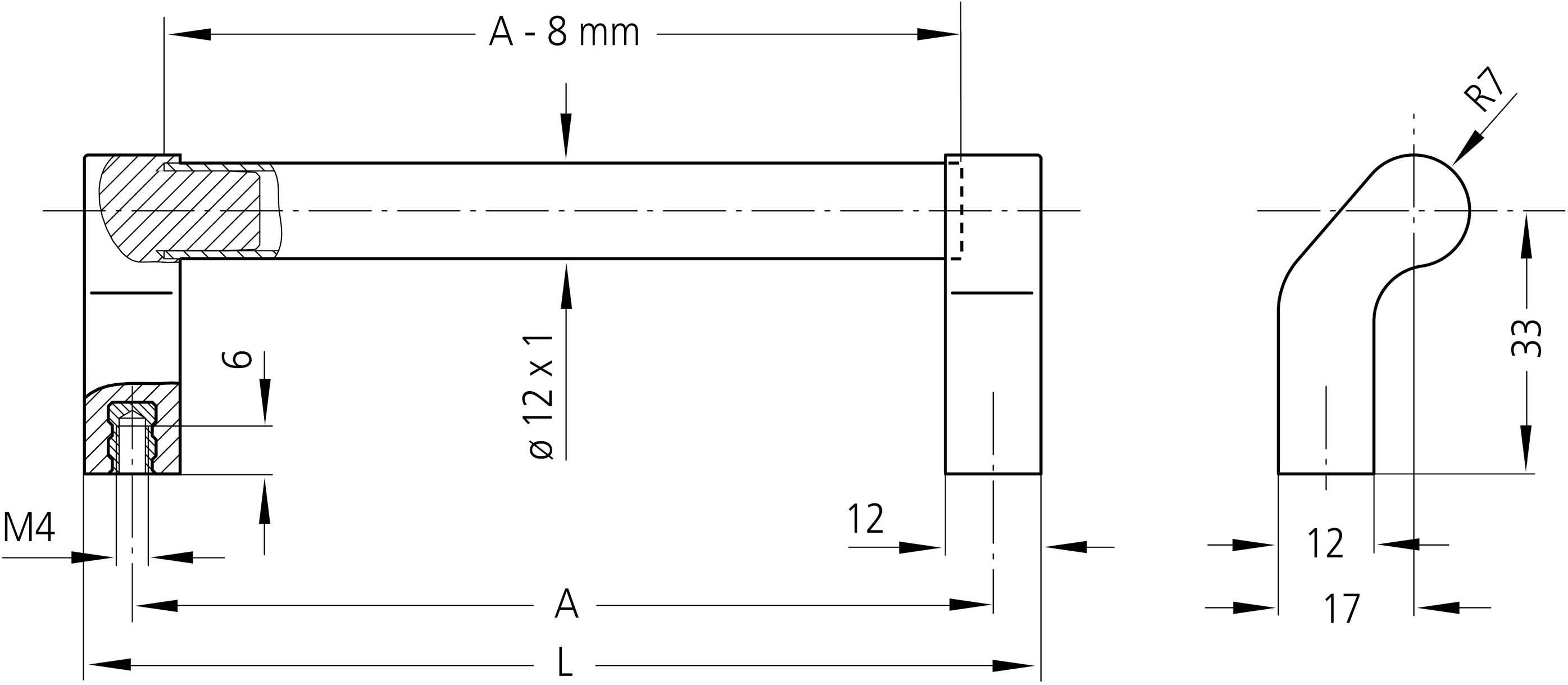 Rohde UG-06.120.04 Universalgriff Schwarz (L x B x H) 132 x 12 x 40mm 4St.