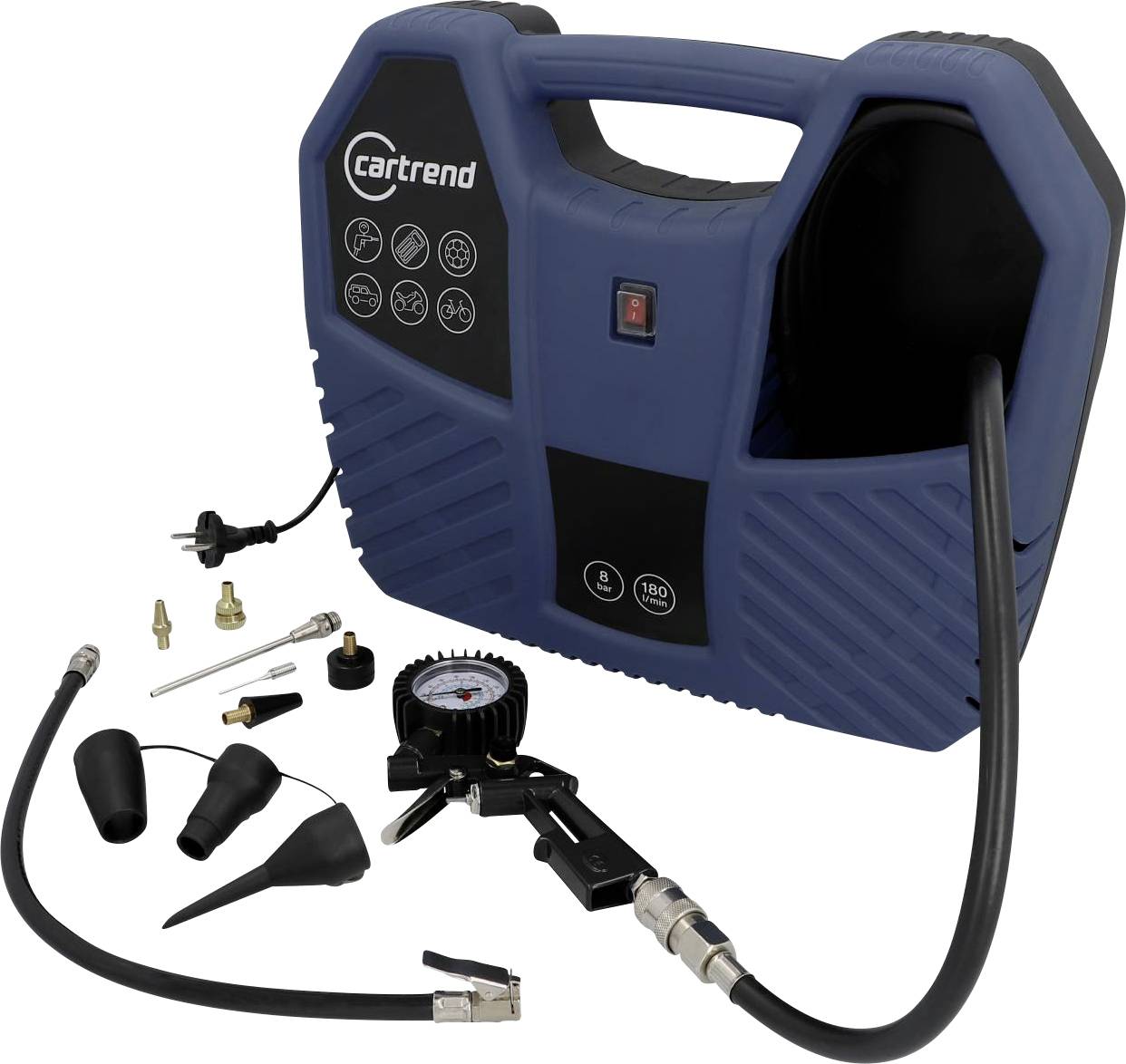 Cartrend 10737 Kompressor 8 bar Analoges Manometer
