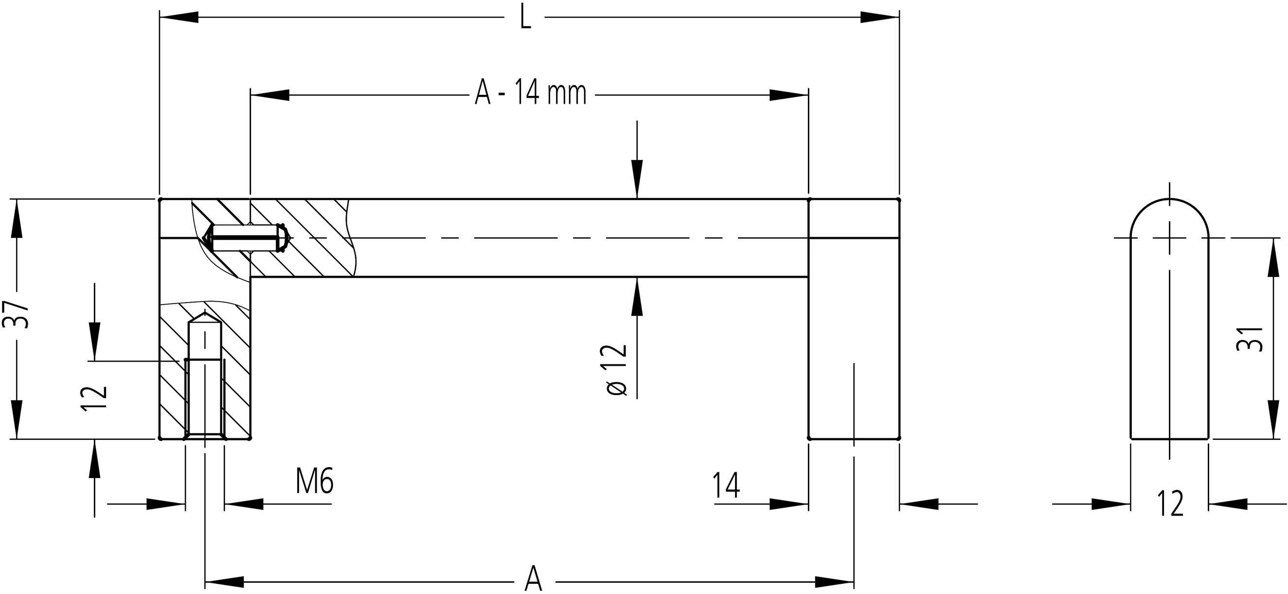 Rohde UG-08.180.36 Universalgriff (L x B x H) 194 x 12 x 37mm 1St.