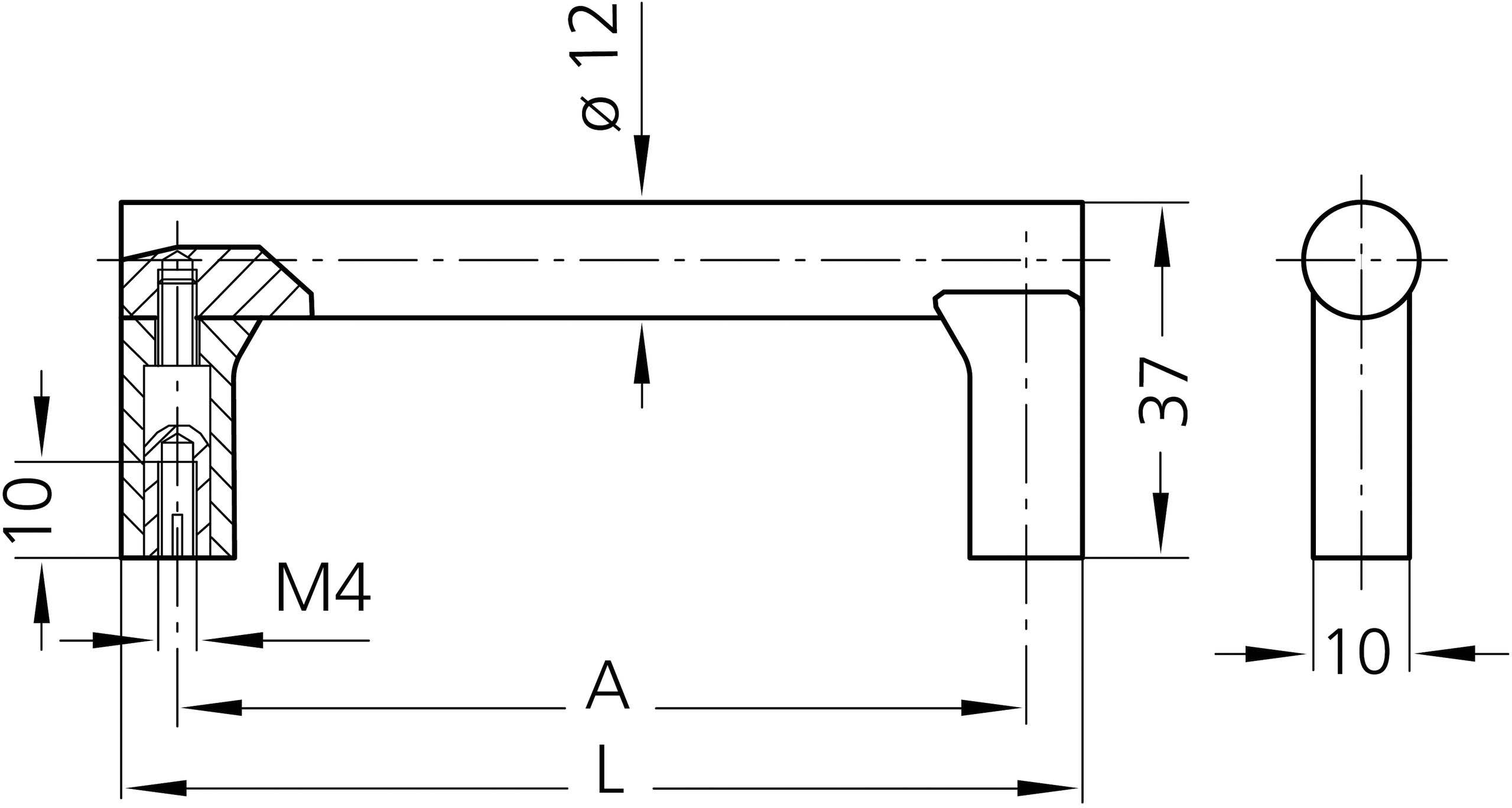 Rohde UR-12.055.B04 Universalgriff Schwarz (L x B x H) 67 x 12 x 37mm 3St.