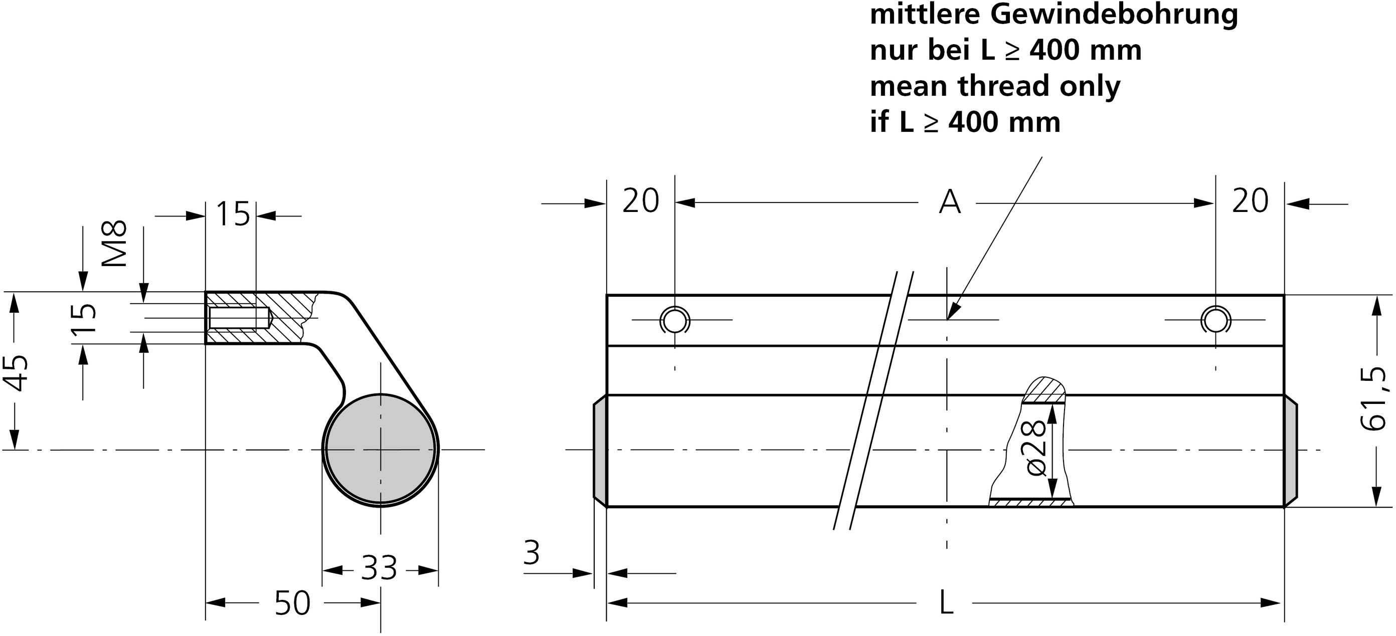 Rohde W3-33.110.14 Maschinengriff Schwarz (L x B) 150mm x 33mm 1St.