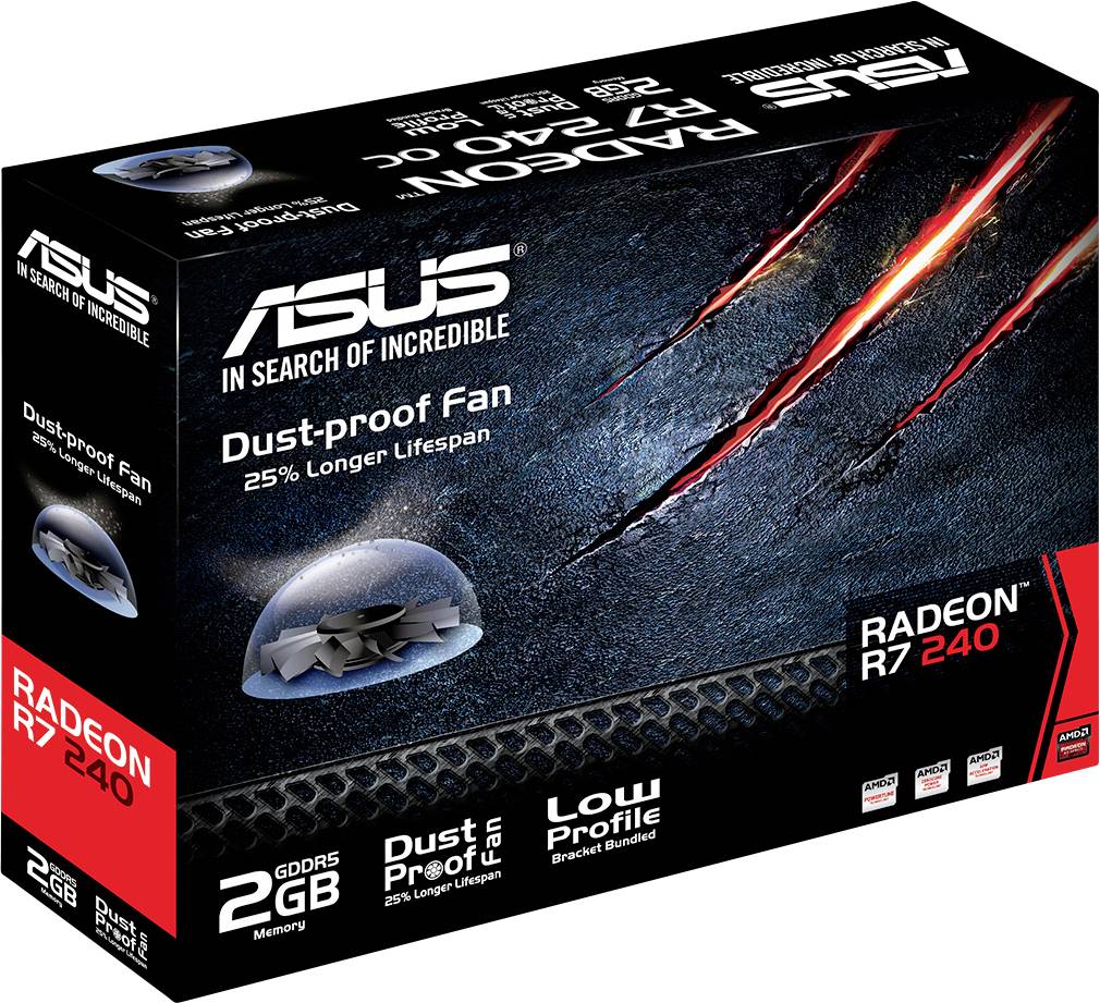 Asus Grafikkarte AMD Radeon R7 240  2 GB GDDR5-RAM PCIe x16 HDMI®, DVI, VGA