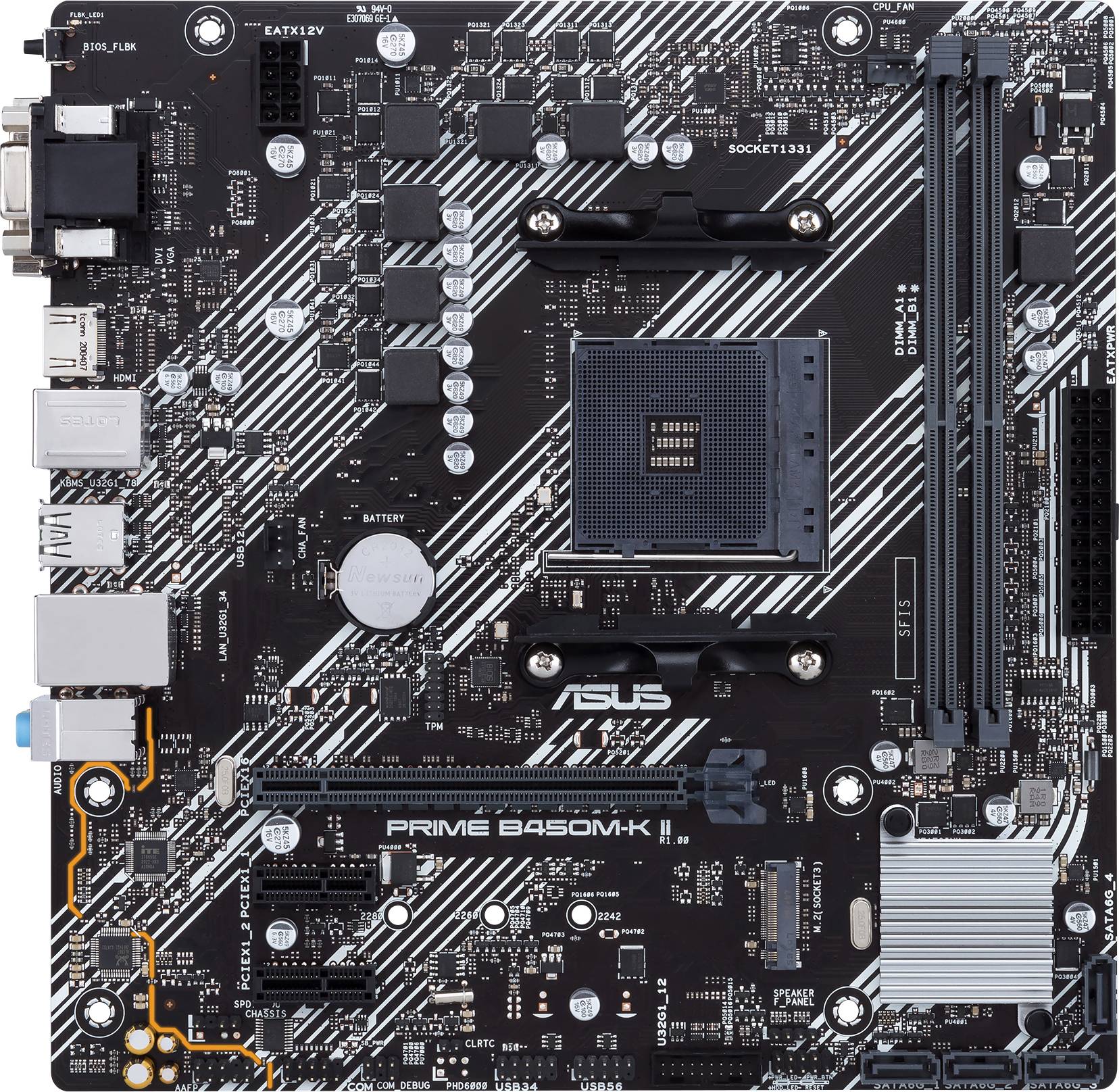 Asus PRIME B450M-K II Mainboard Sockel (PC) AMD® AM4 Formfaktor (Details) Micro-ATX Mainboard-Chipsatz AMD® B450