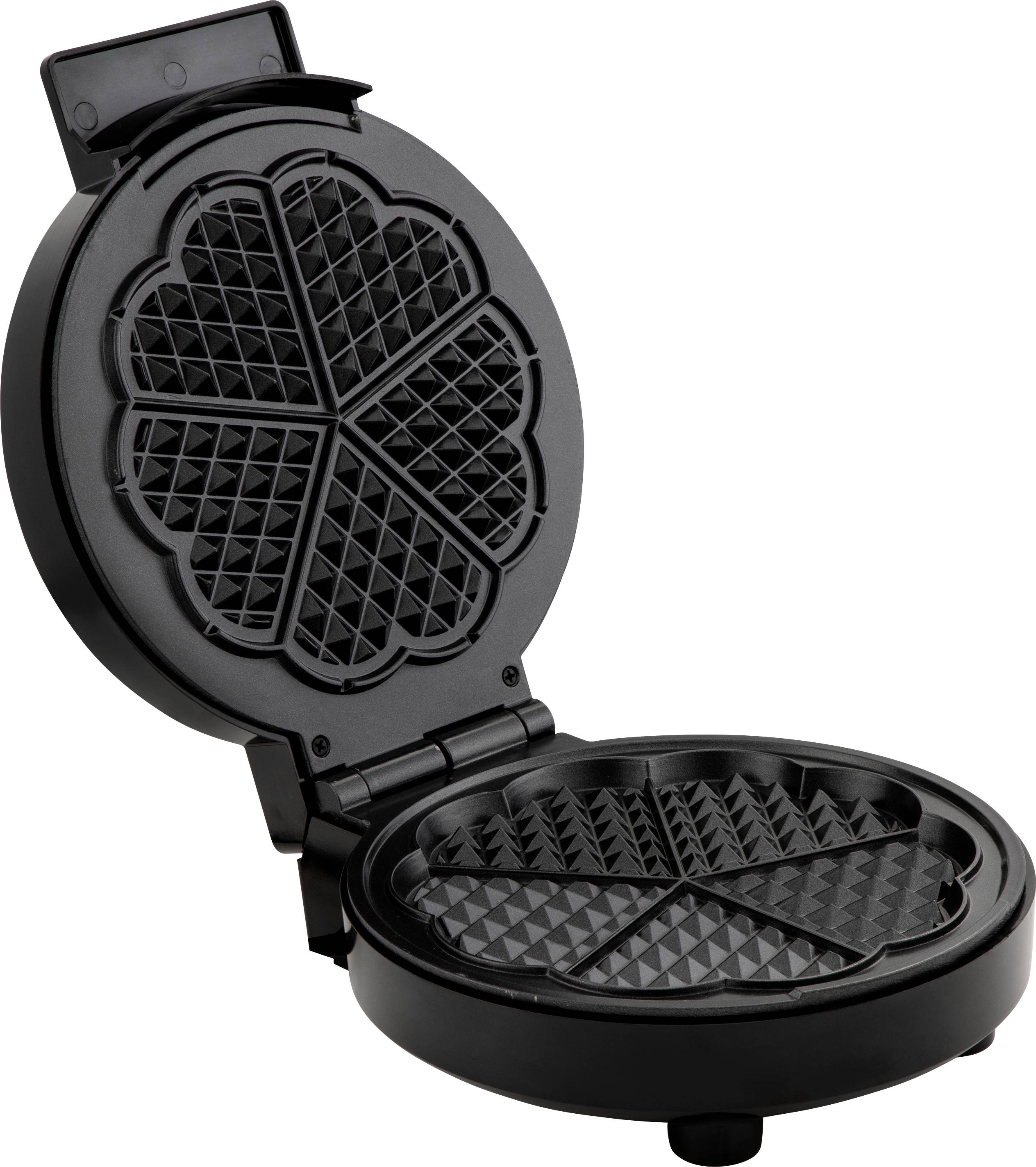 Prinz PZ-WA1 Waffeleisen stufenloser Temperaturregler, Antihaftbeschichtung Schwarz, Silber