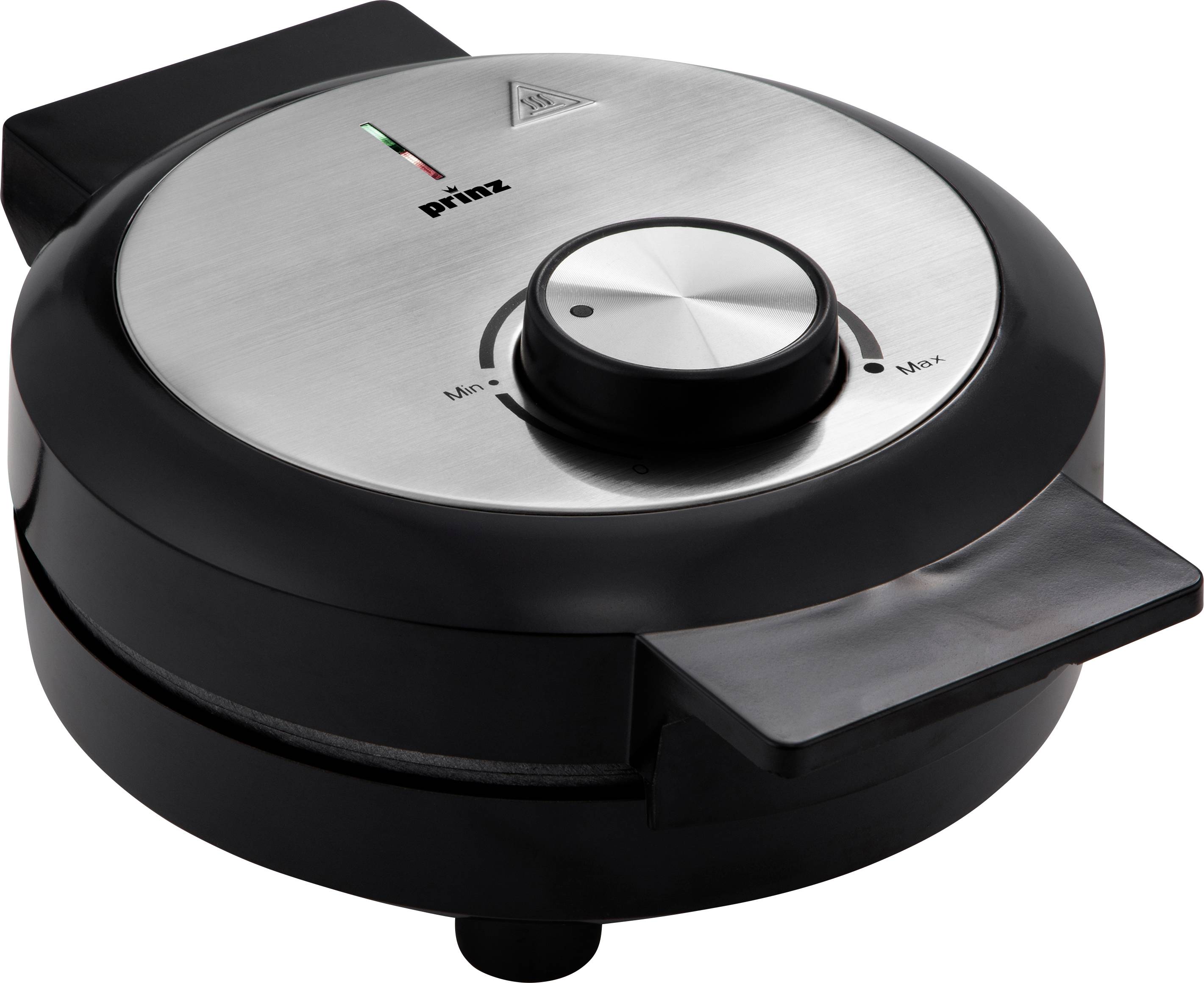 Prinz PZ-WA1 Waffeleisen stufenloser Temperaturregler, Antihaftbeschichtung Schwarz, Silber