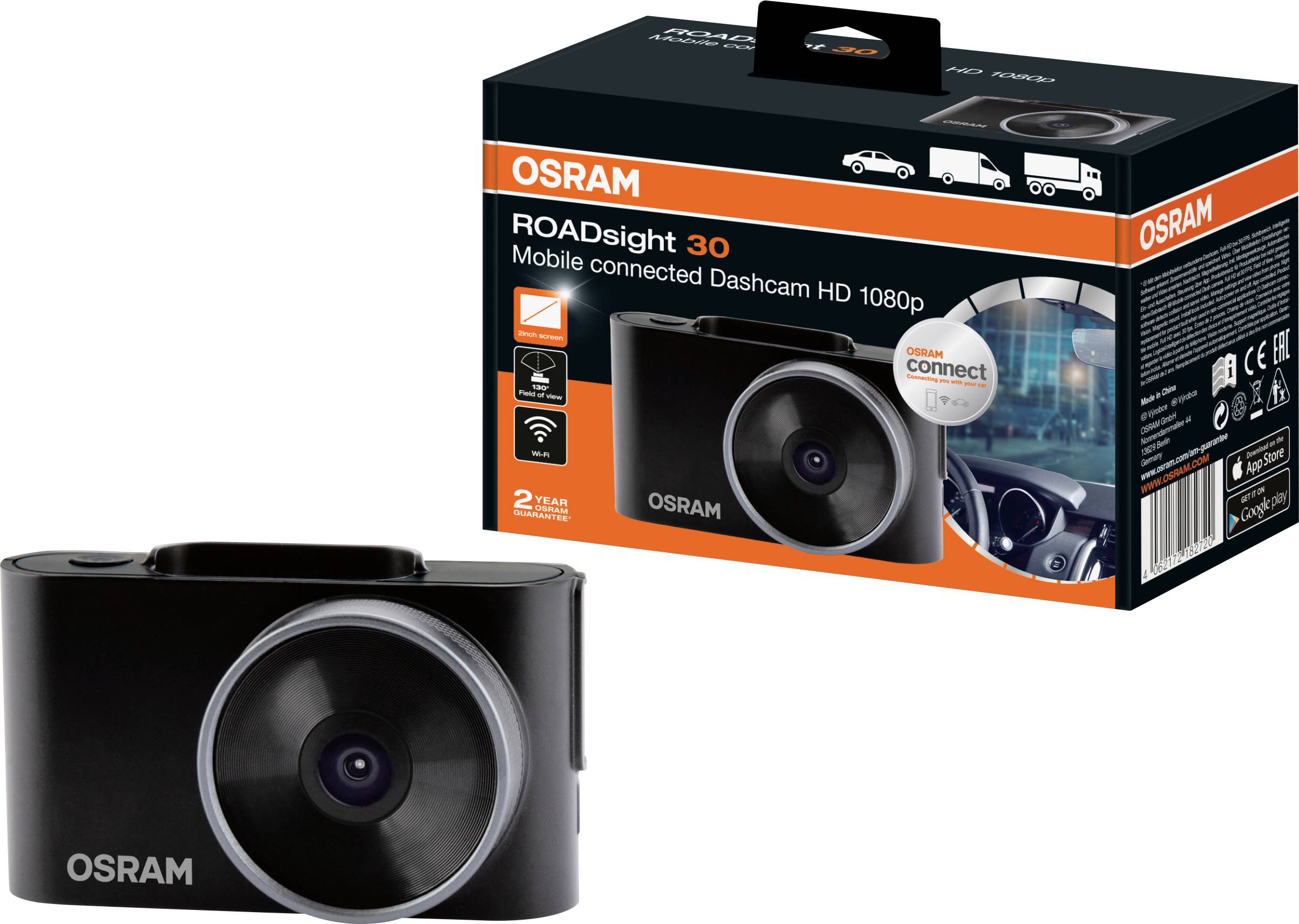 OSRAM ORSDC30 Dashcam Blickwinkel horizontal max.=130 ° 5 V Akku, Display, WLAN