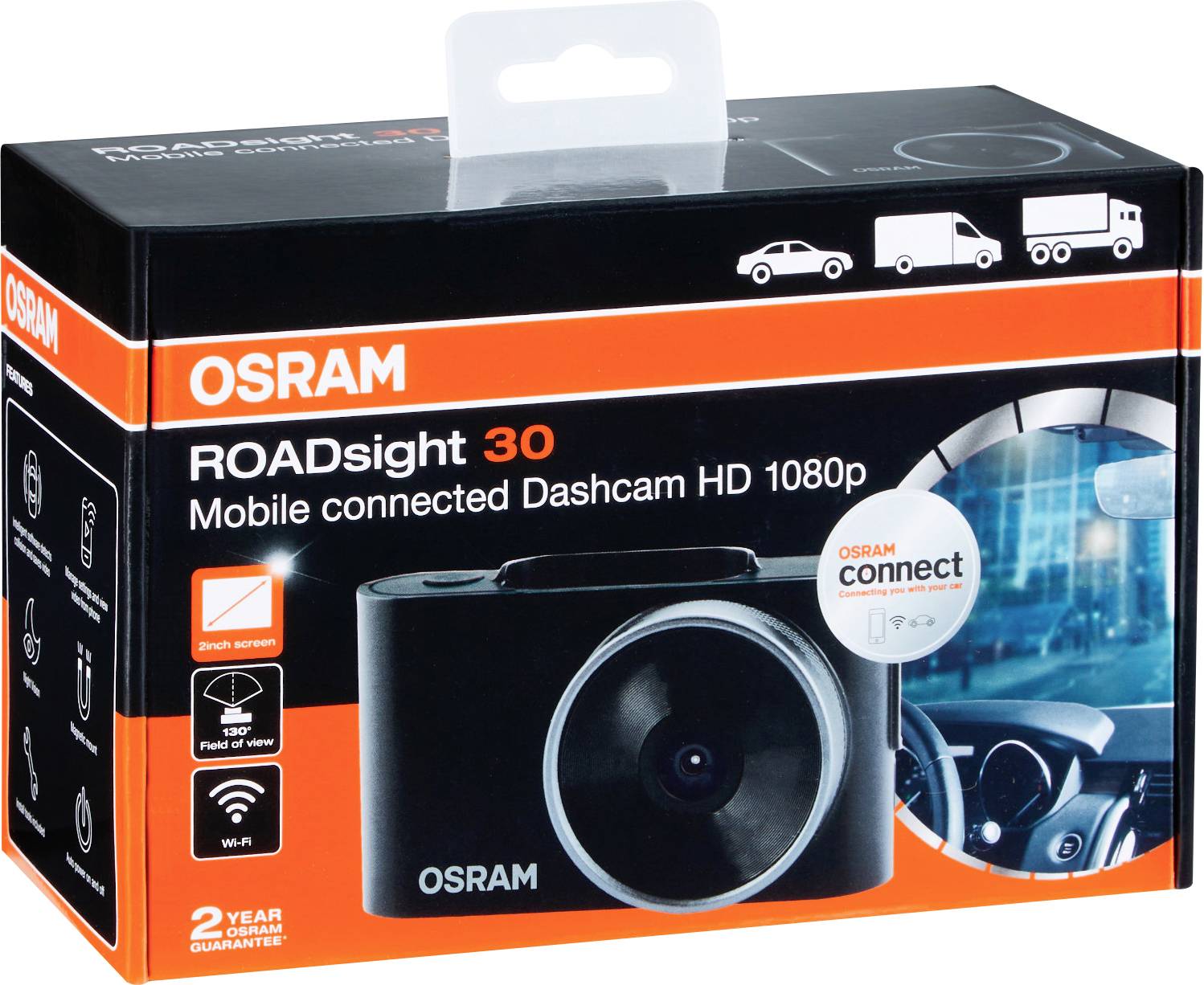 OSRAM ORSDC30 Dashcam Blickwinkel horizontal max.=130 ° 5 V Akku, Display, WLAN