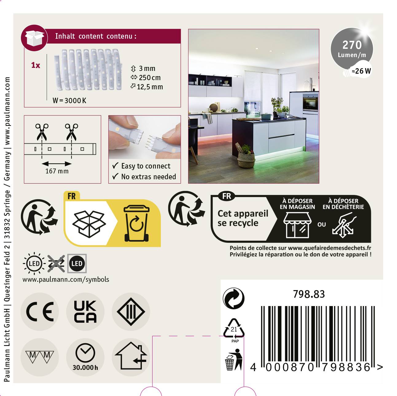 Paulmann 79883 LED-Streifen mit Stecker 24V 2.5m RGBW 2.5m