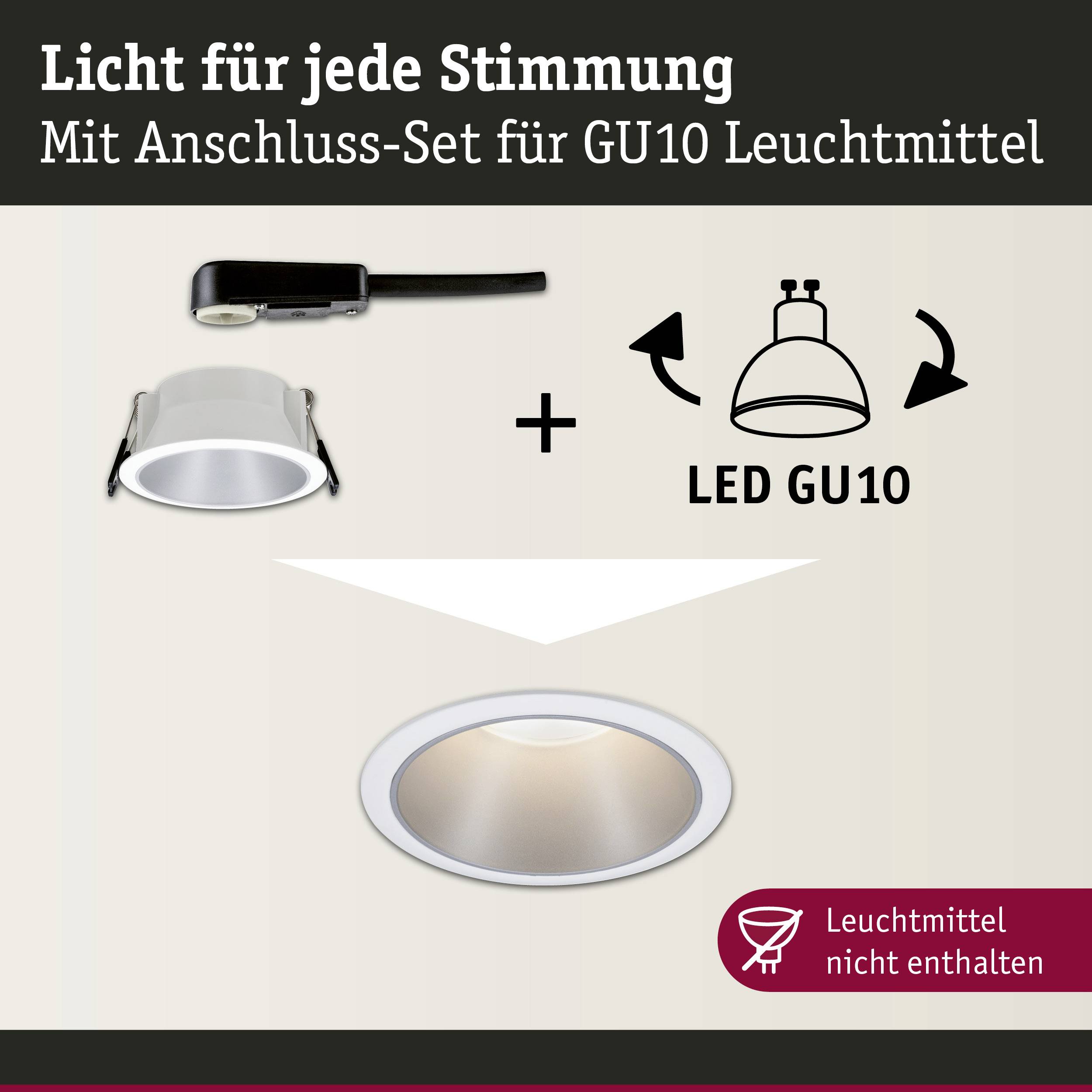 Paulmann 93398 LED-Einbauleuchte LED GU10 10W Weiß (matt), Silber