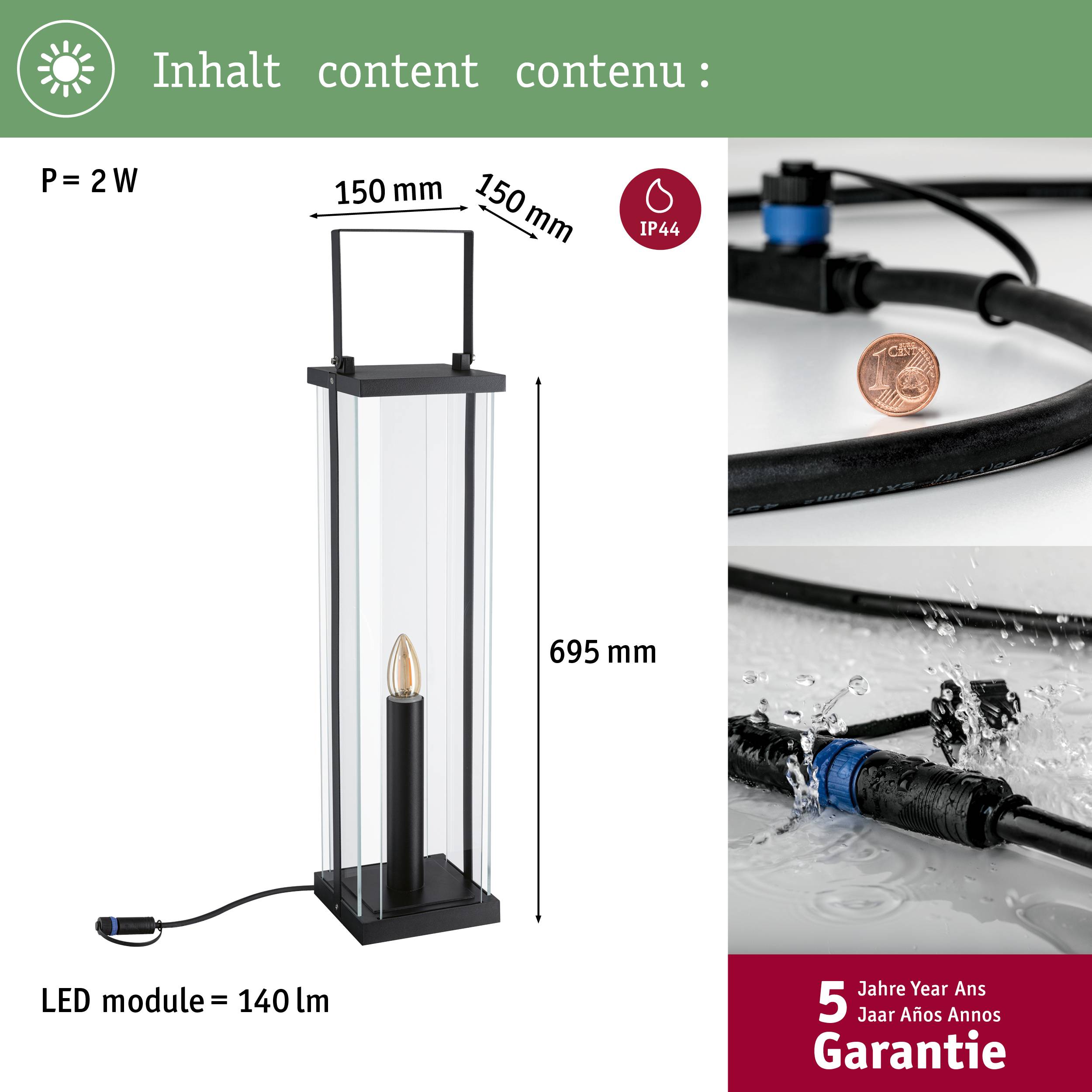 Paulmann classic lantern 56 94317 Beleuchtungssystem Plug & Shine 2W Anthrazit