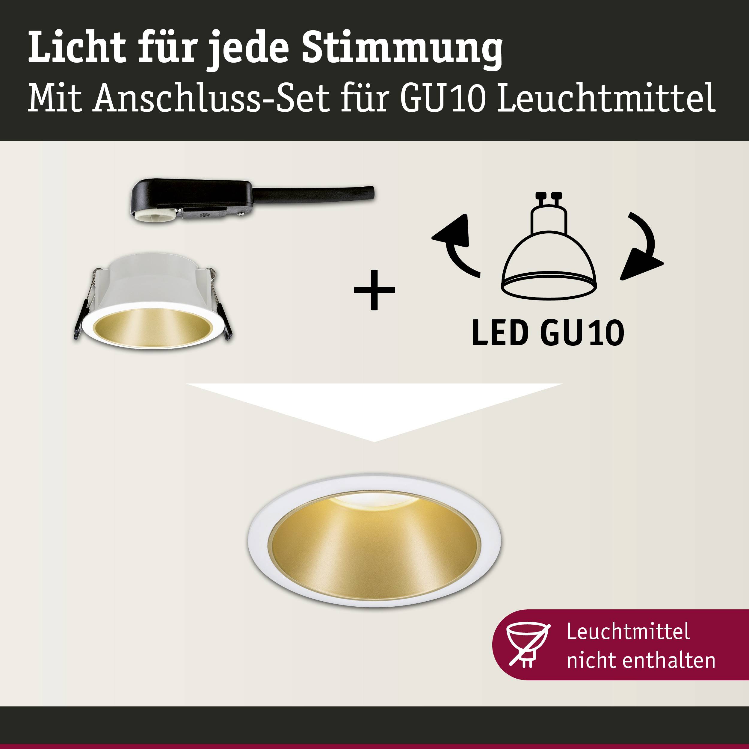 Paulmann 93396 LED-Einbauleuchte GU10 Weiß (matt), Gold