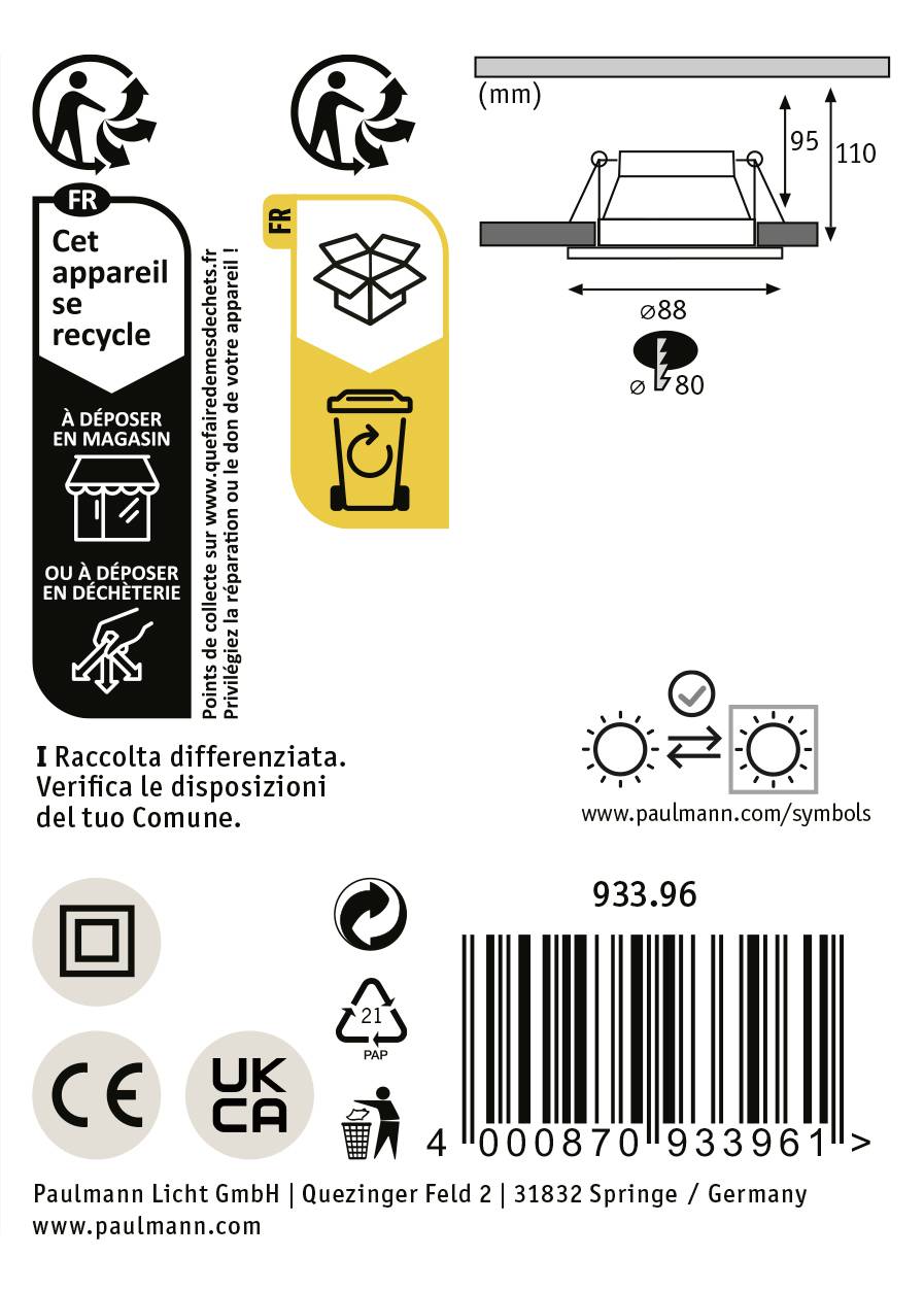 Paulmann 93396 LED-Einbauleuchte GU10 Weiß (matt), Gold