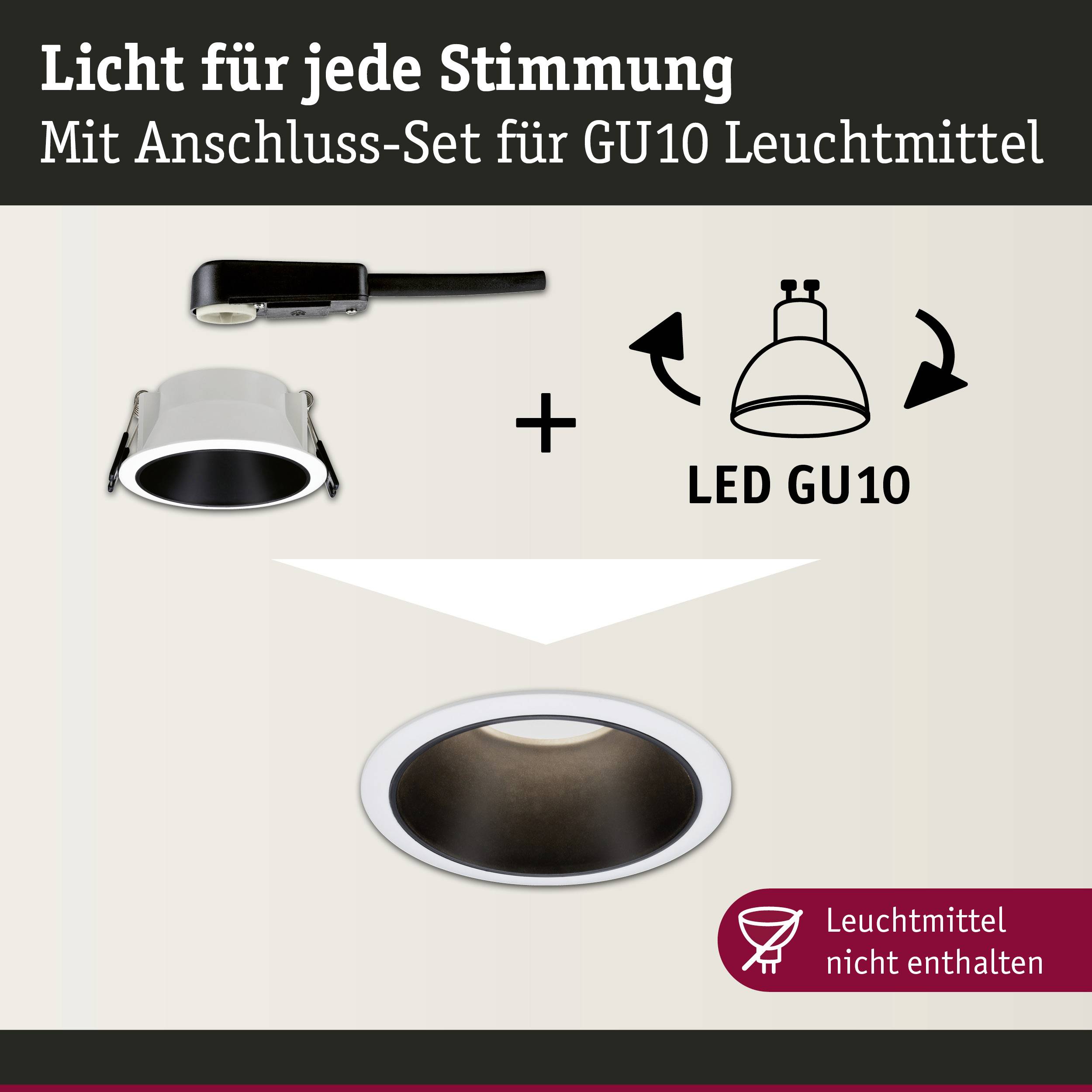 Paulmann 93394 LED-Einbauleuchte GU10 Weiß, Schwarz (matt)