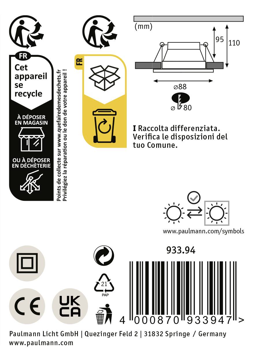 Paulmann 93394 LED-Einbauleuchte GU10 Weiß, Schwarz (matt)