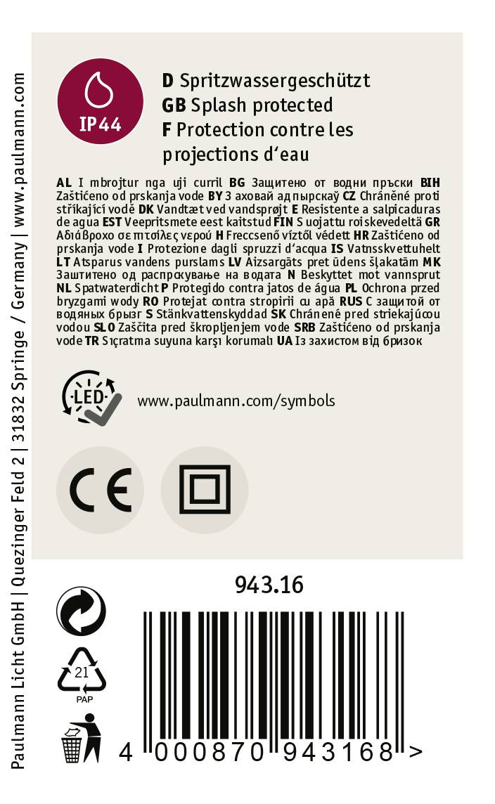 Paulmann 94316 Party-Lichterkette Innen/Außen netzbetrieben Anzahl Leuchtmittel 7