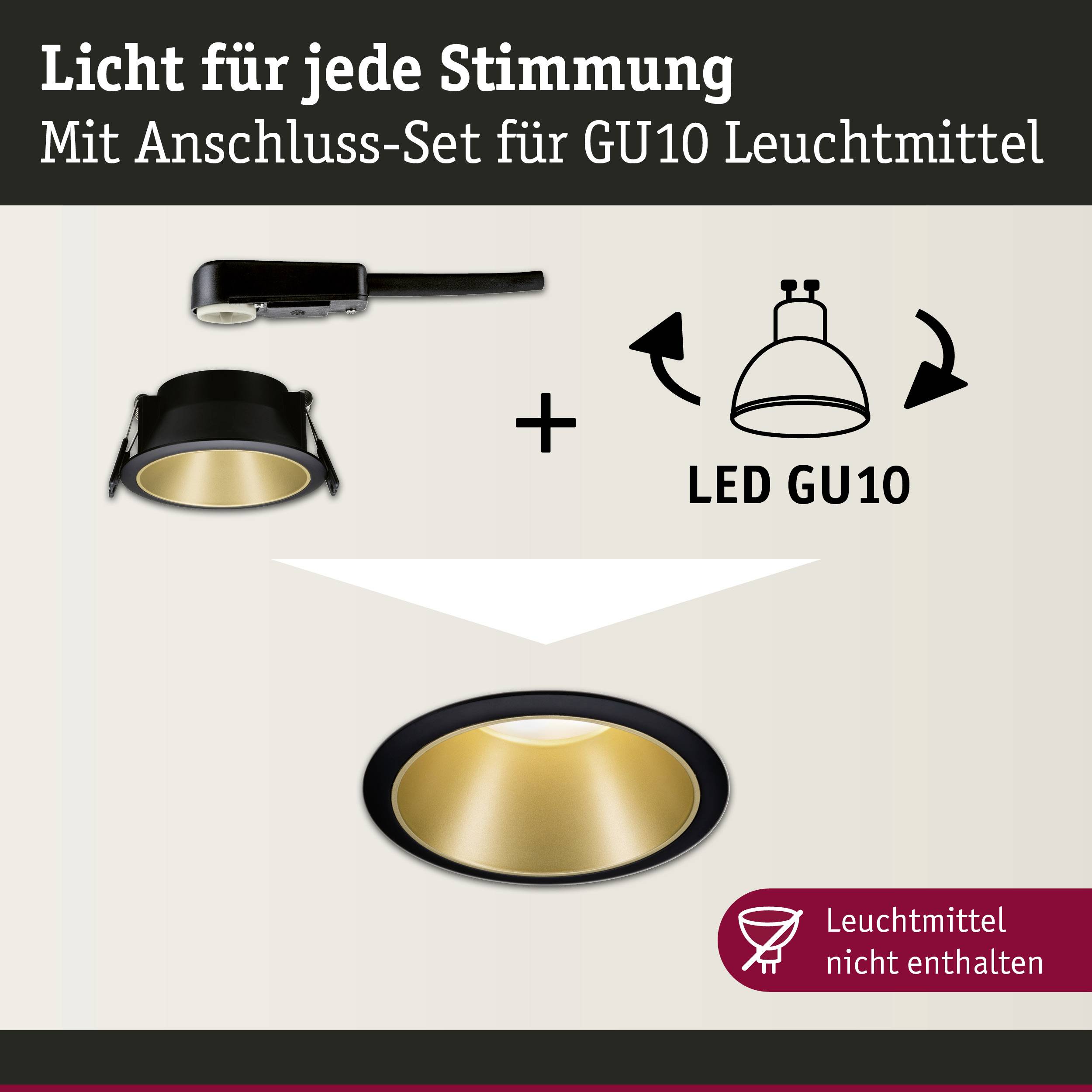 Paulmann 93395 LED-Einbauleuchte GU10 Schwarz (matt), Gold