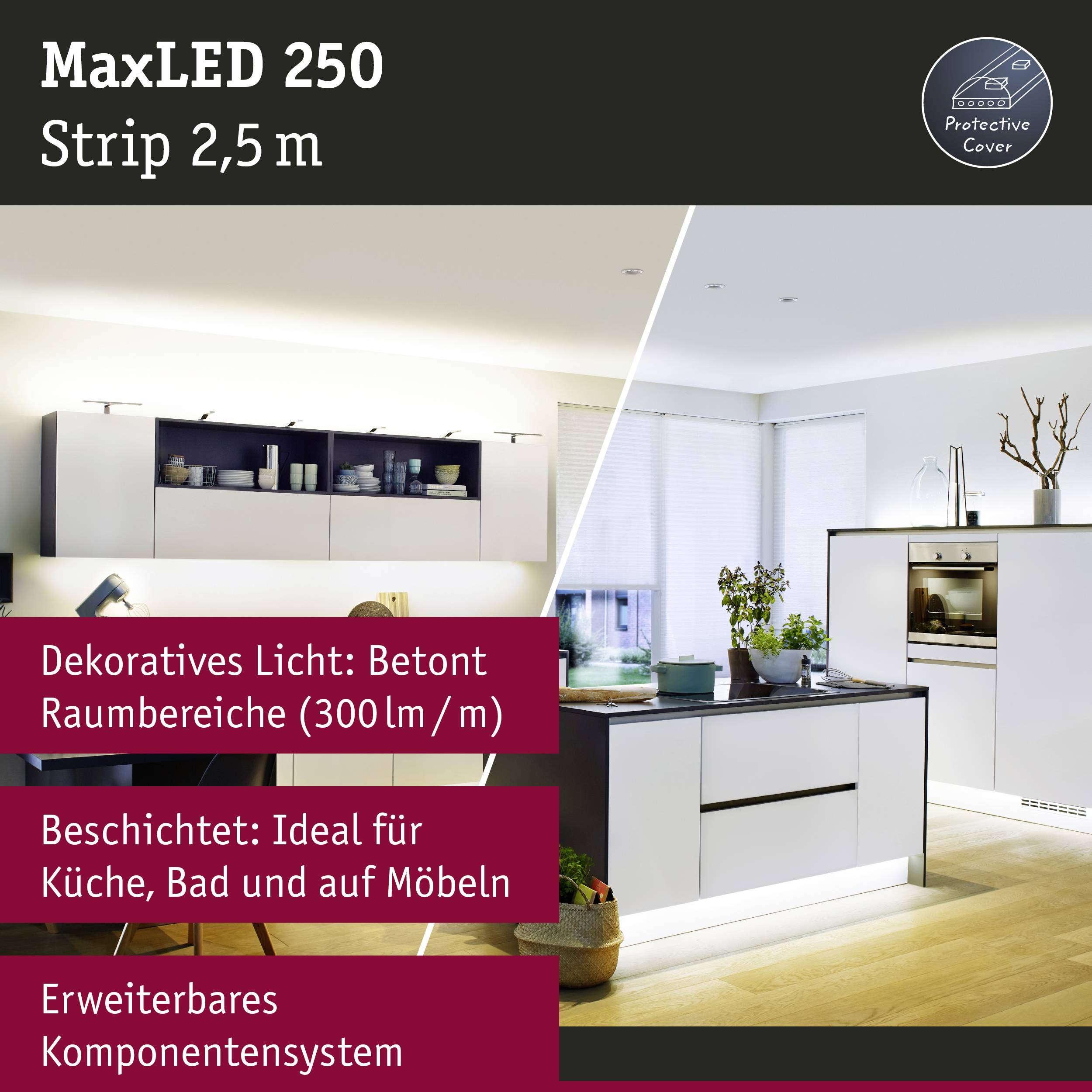 Paulmann 79879 LED-Streifen mit Stecker 24V 2.5m Warmweiß 2.5m