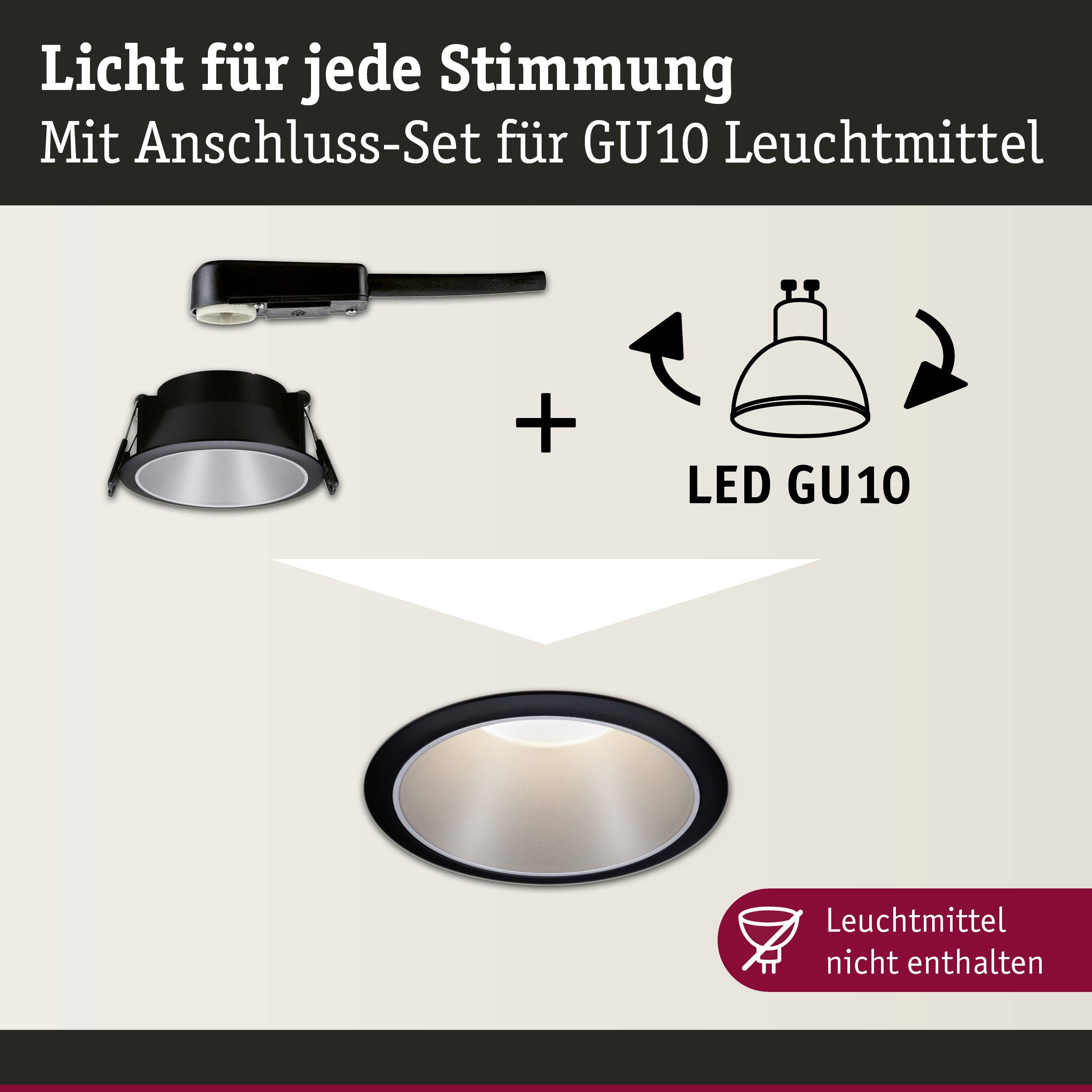 Paulmann 93397 LED-Einbauleuchte GU10 Schwarz (matt), Silber
