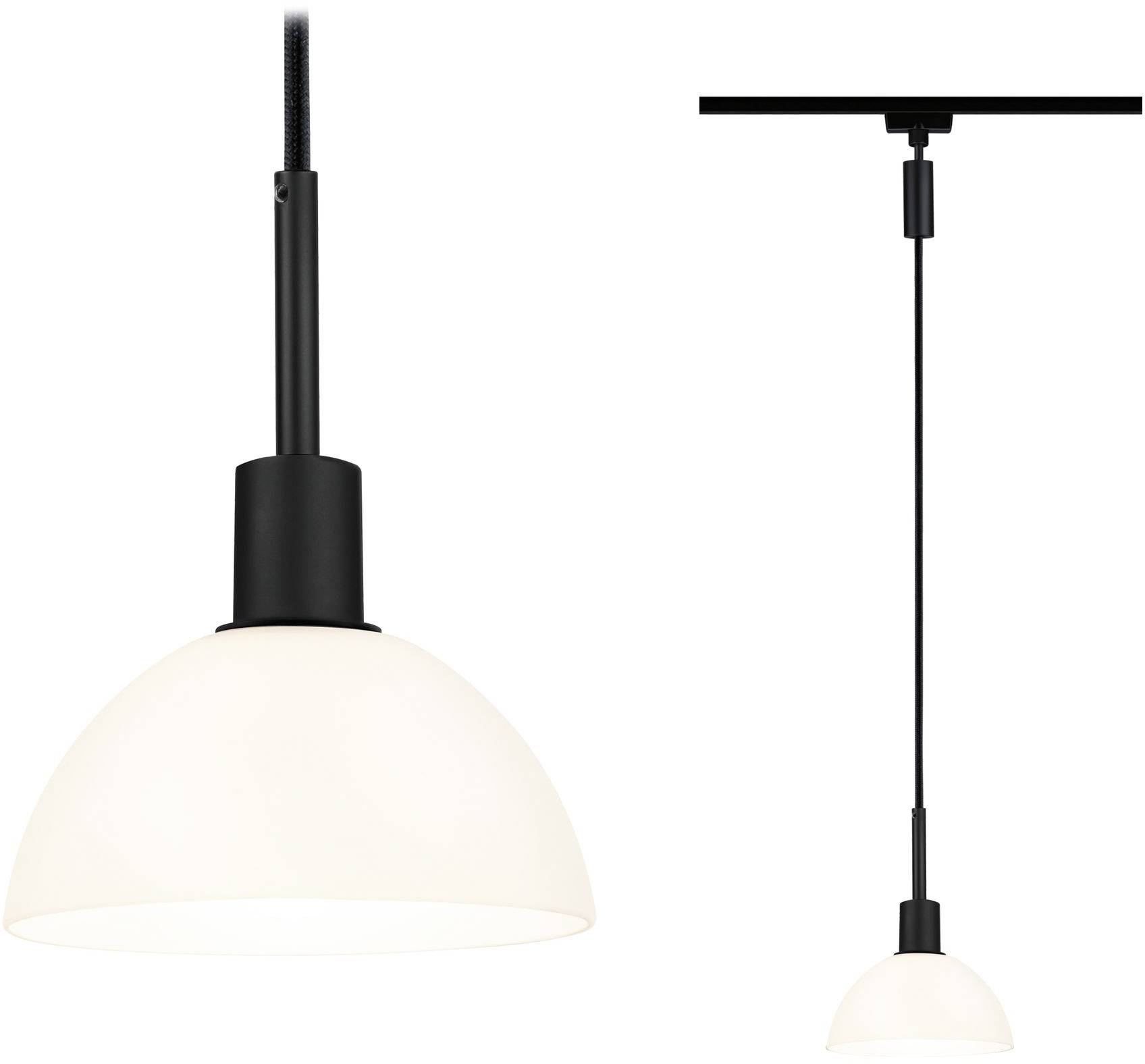 Paulmann Sarrasani Pendelleuchte URail E14 Schwarz (matt), Opal