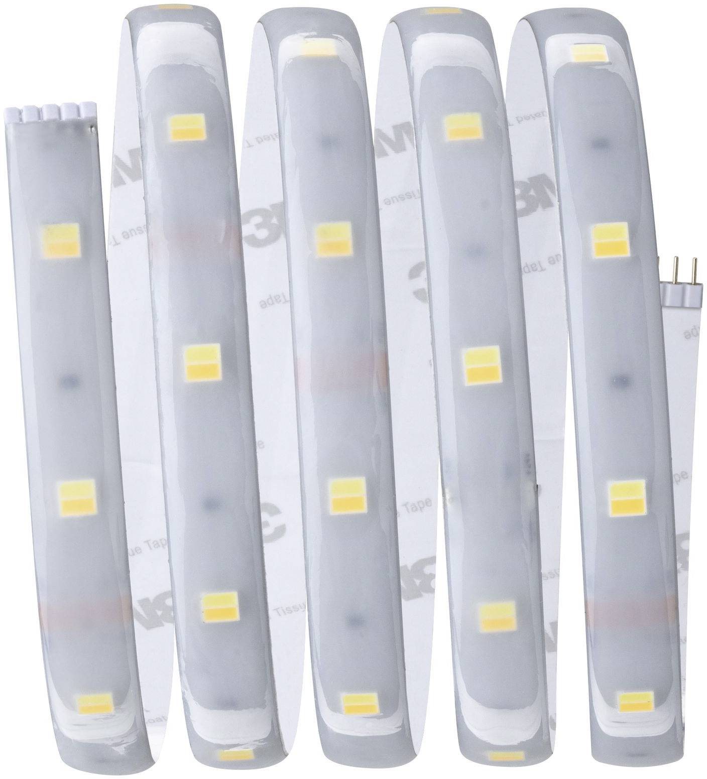 Rolle eines LED-Streifens mit leuchtenden rechteckigen LEDs, geeignet für flexible Beleuchtungslösungen im Innenbereich.