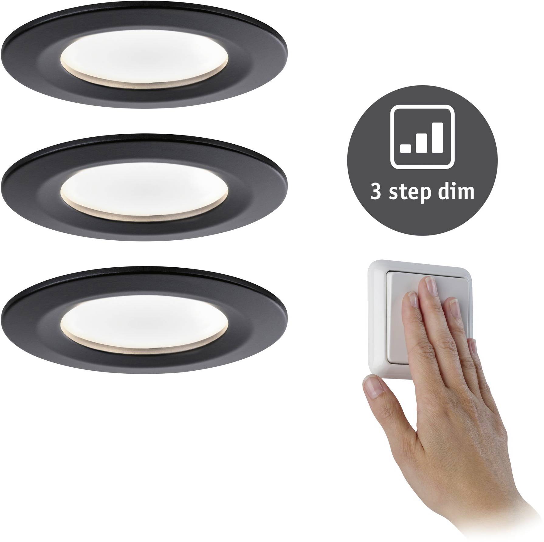Paulmann 94474 LED-Einbauleuchte 3er Set LED 18W Schwarz (matt)