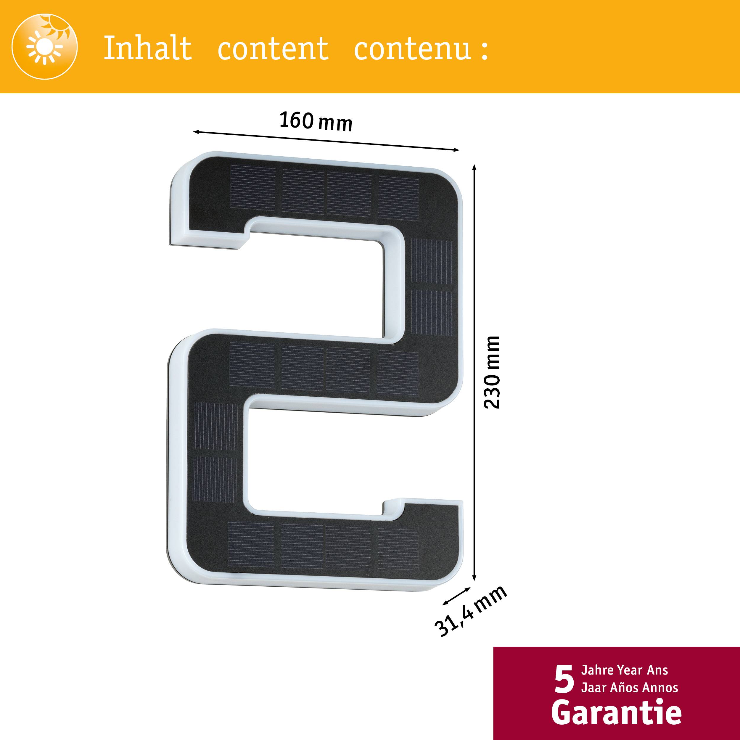 Paulmann 79843 Solar-Hausnummernleuchte 0.20W Warmweiß Schwarz