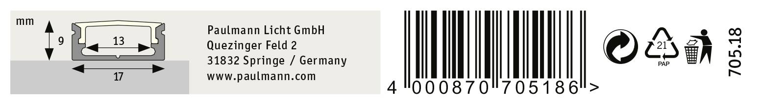 Paulmann 70518 Profil-Diffusor Aluminium 1St.