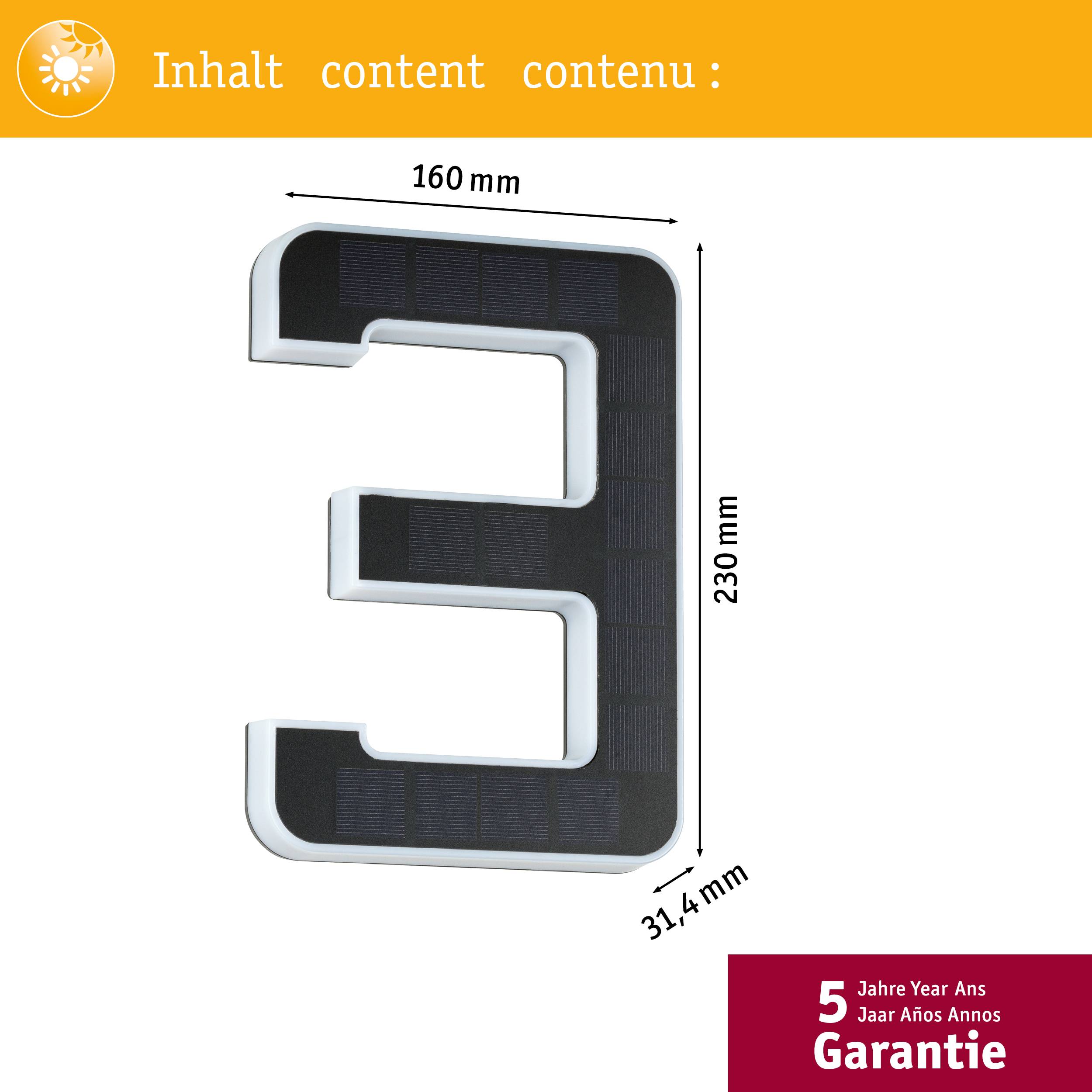 Paulmann 79844 Solar-Hausnummernleuchte 0.20W Warmweiß Schwarz