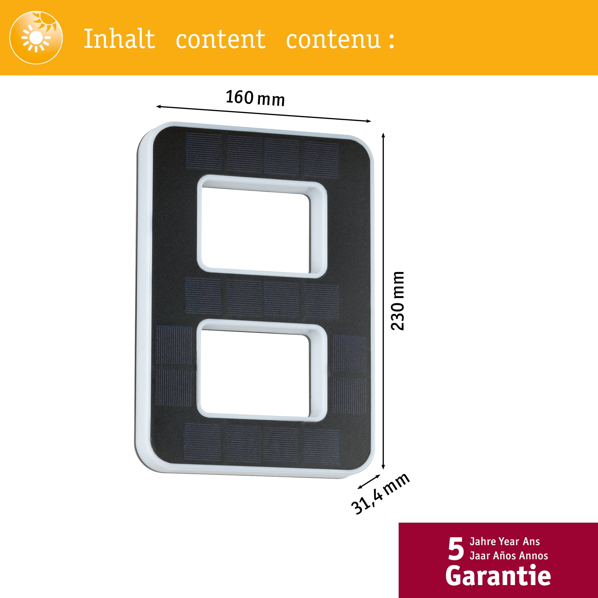 Paulmann 79849 Solar-Hausnummernleuchte 0.20W Warmweiß Schwarz