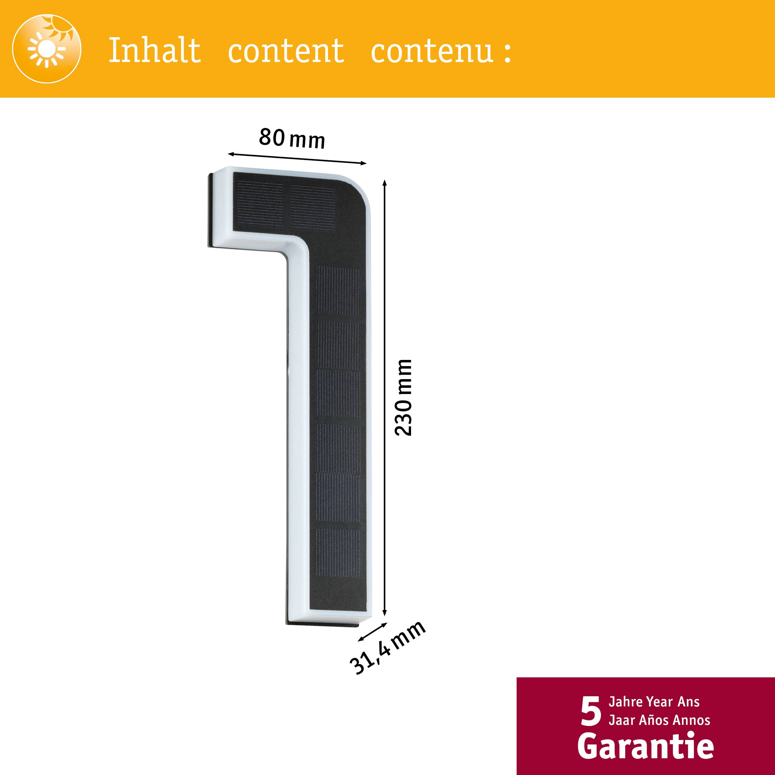 Paulmann 79842 Solar-Hausnummernleuchte 0.20W Warmweiß Schwarz