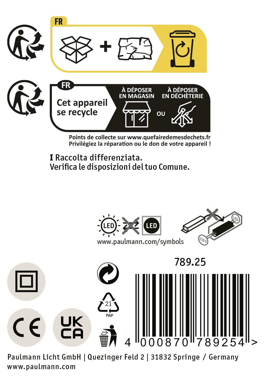 Dieses Gerät kann recycelt werden. Für Details zur Entsorgung besuchen Sie www.quefairedemesdechets.fr. Verifizierung bei der Gemeinde erforderlich.