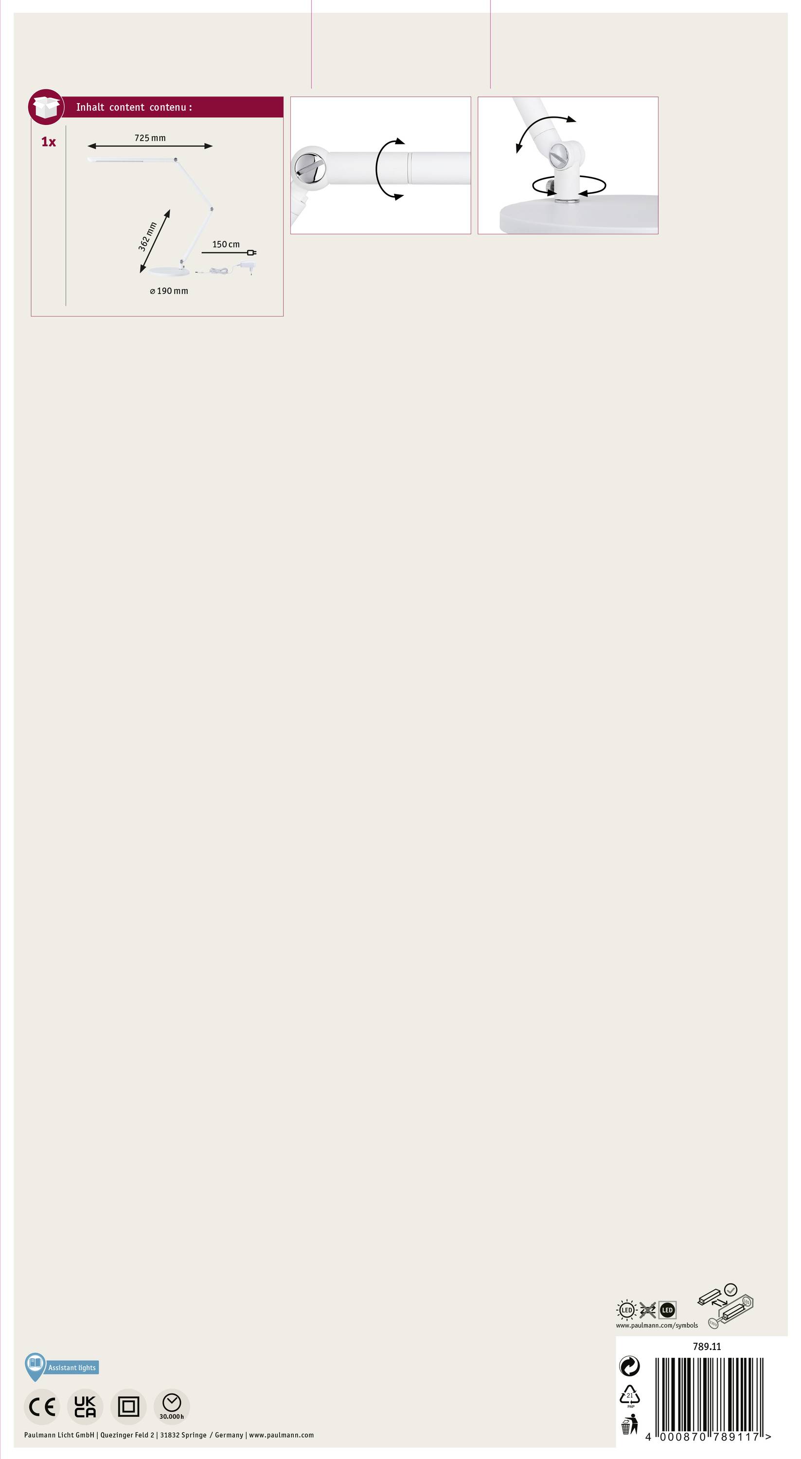 Paulmann FlexBar 78911 LED-Schreibtischleuchte LED 10.6W Weiß