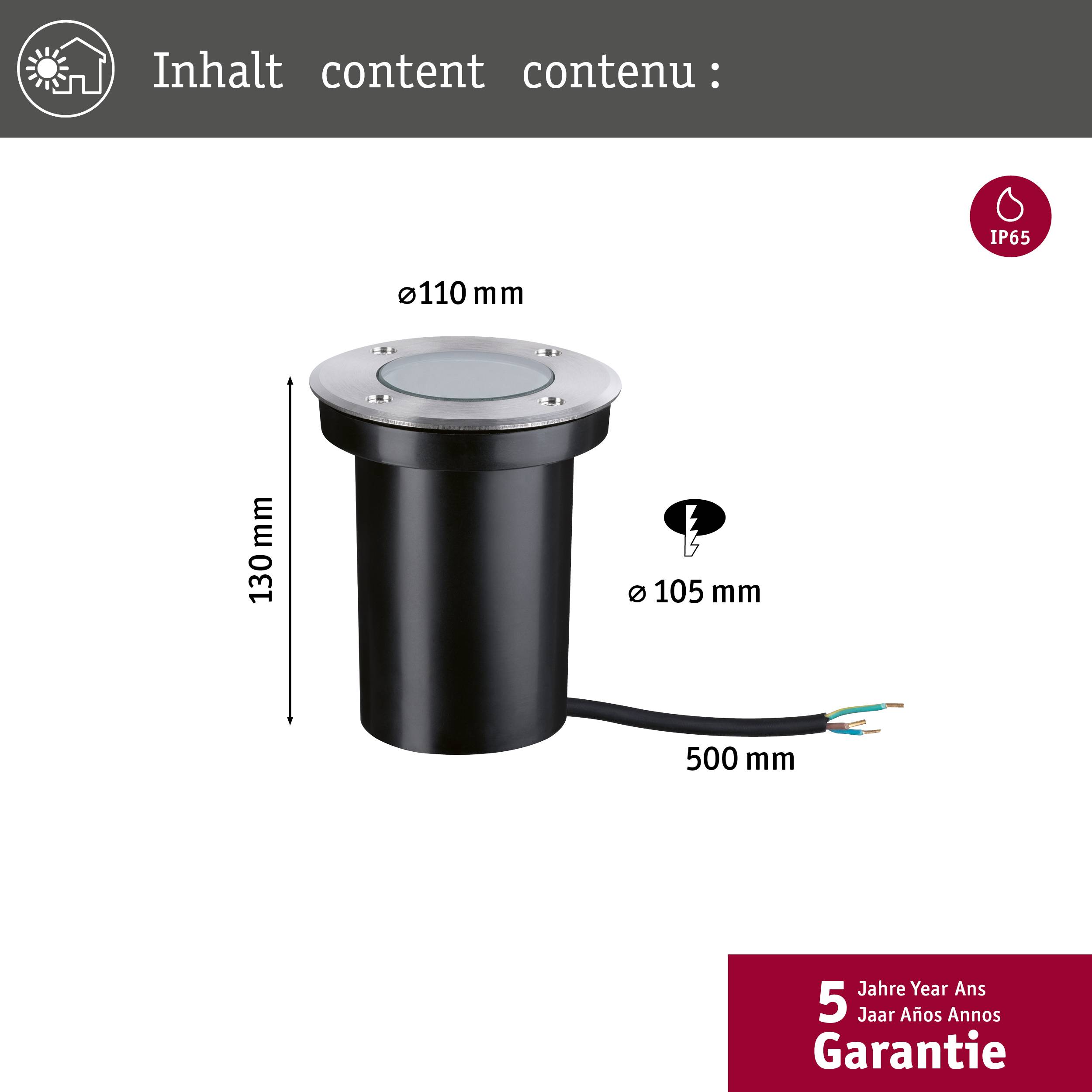 Paulmann 94390 Bodeneinbauleuchte GU10 Edelstahl