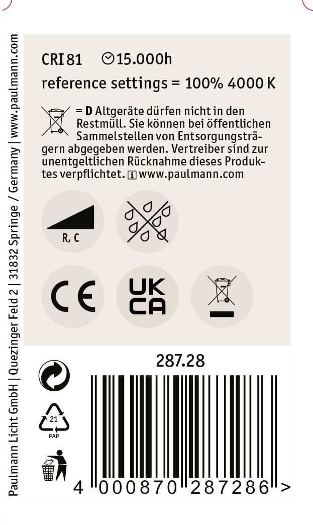 Paulmann 28728 LED EEK F (A - G) E14 Tropfenform 5 W = 40 W Neutralweiß (Ø x H) 45 mm x 78 mm 1 St.