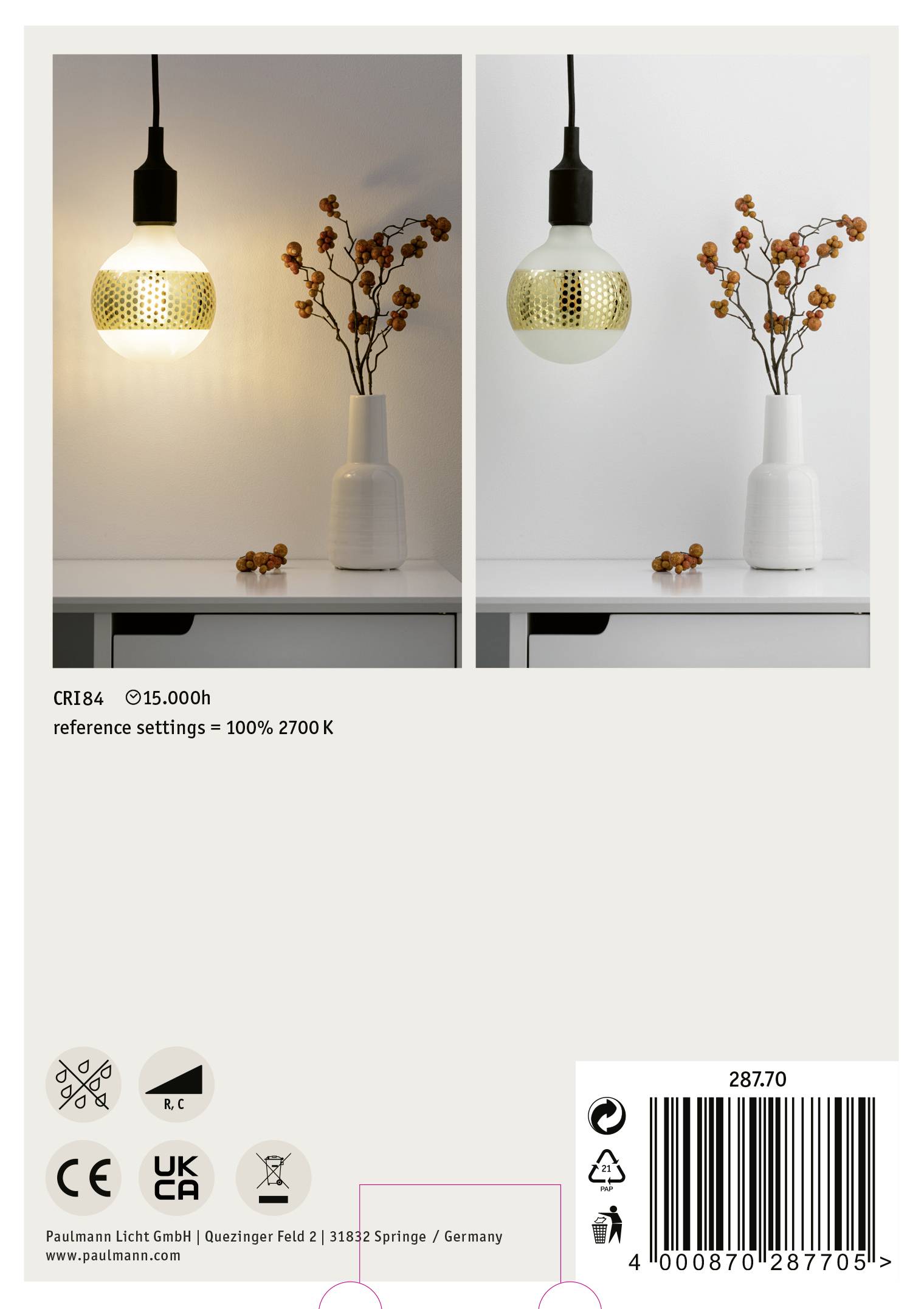 Paulmann 28770 LED EEK F (A - G) E27 Globeform 4.5W = 37W Gold (Ø x H) 125mm x 170mm 1St.