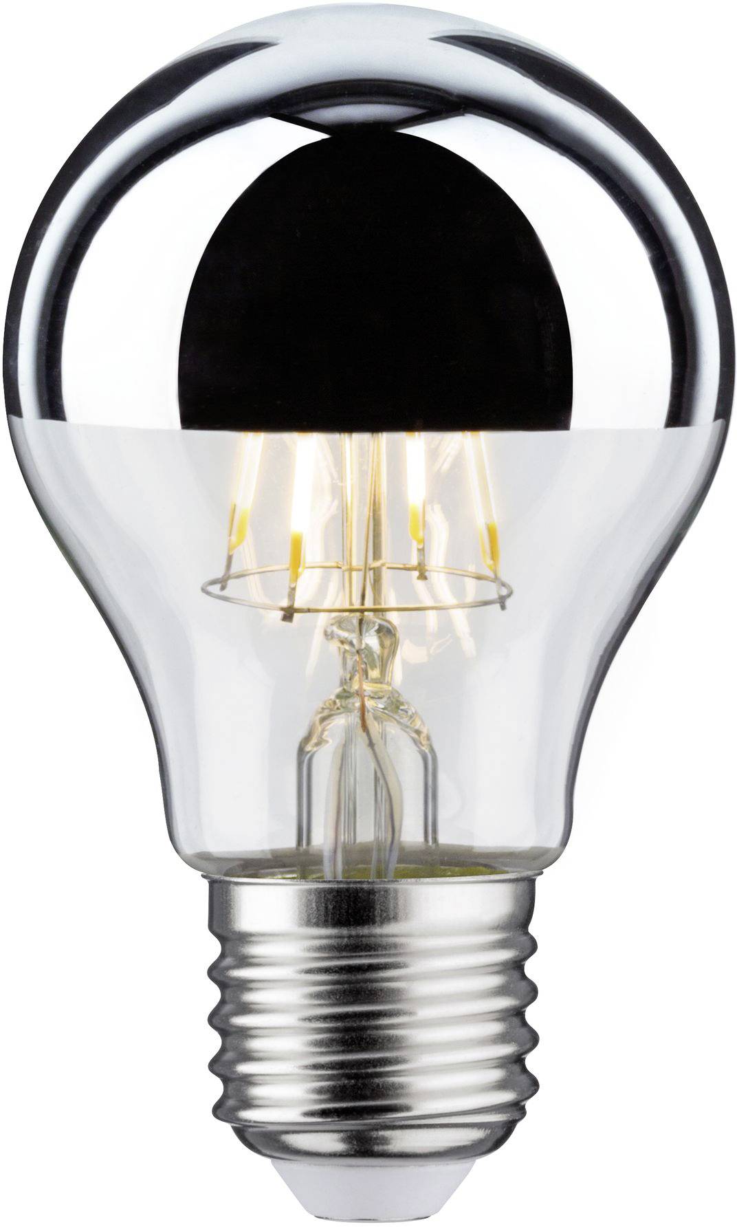 Glühbirne mit Metallfassung, die leuchtet.