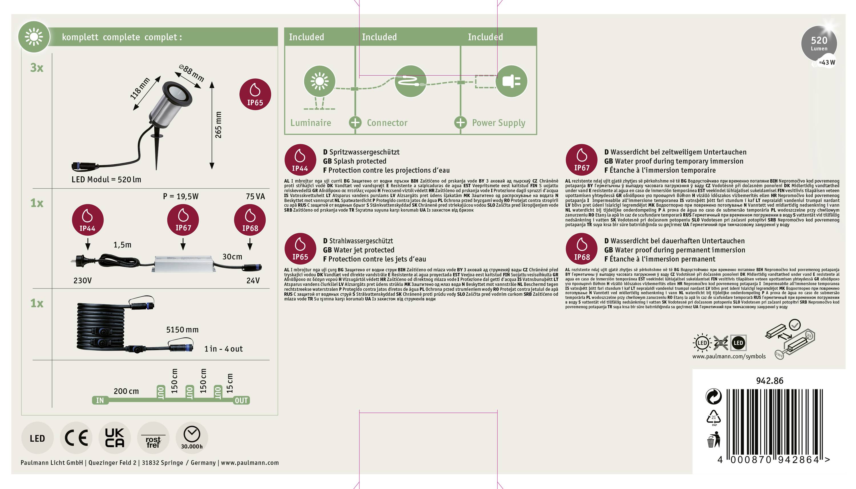 Paulmann Spot Classic 6W 94286 Beleuchtungssystem Plug & Shine LED 5.1 W Warmweiß Anthrazit