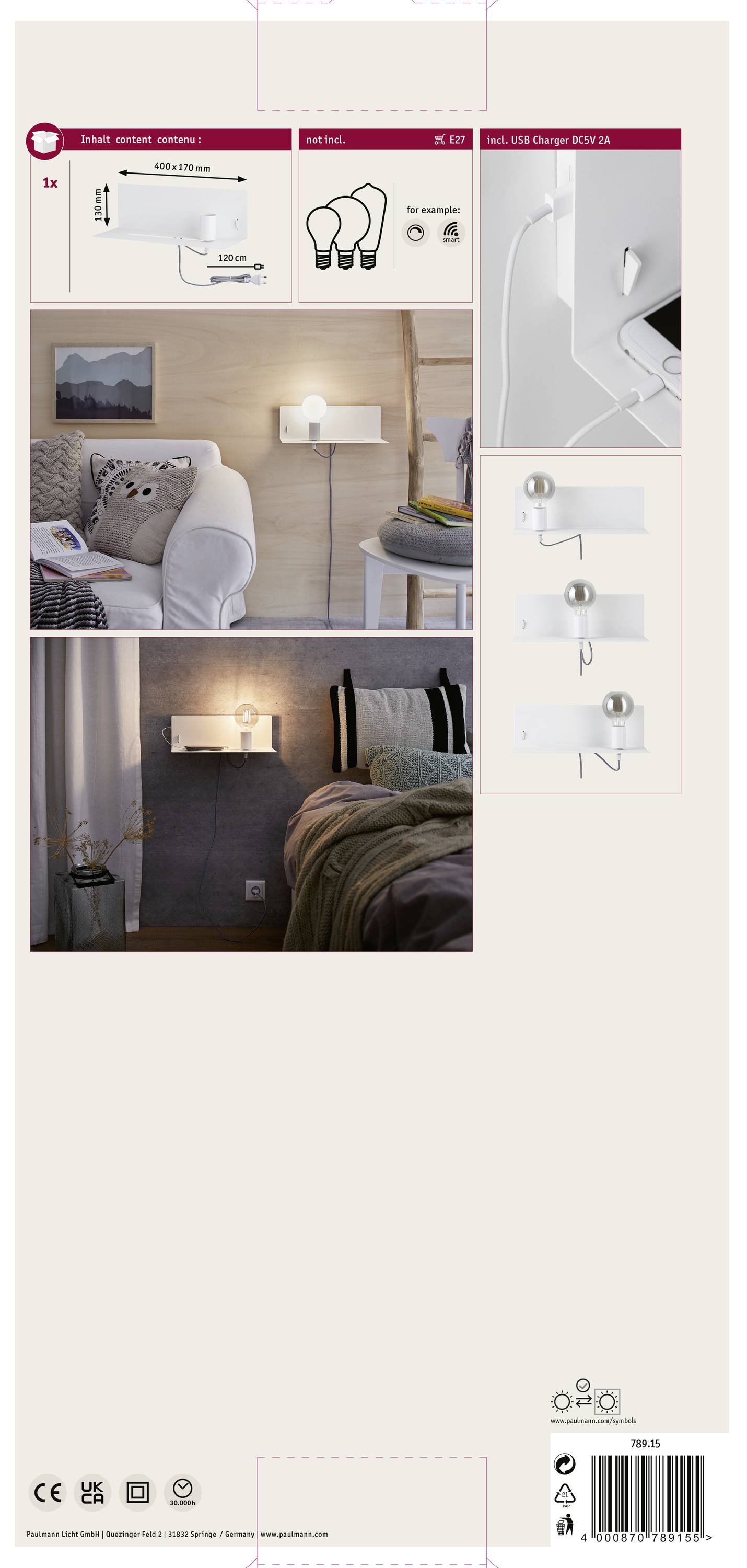 Paulmann Devara 78915 Wandleuchte E27 LED Weiß