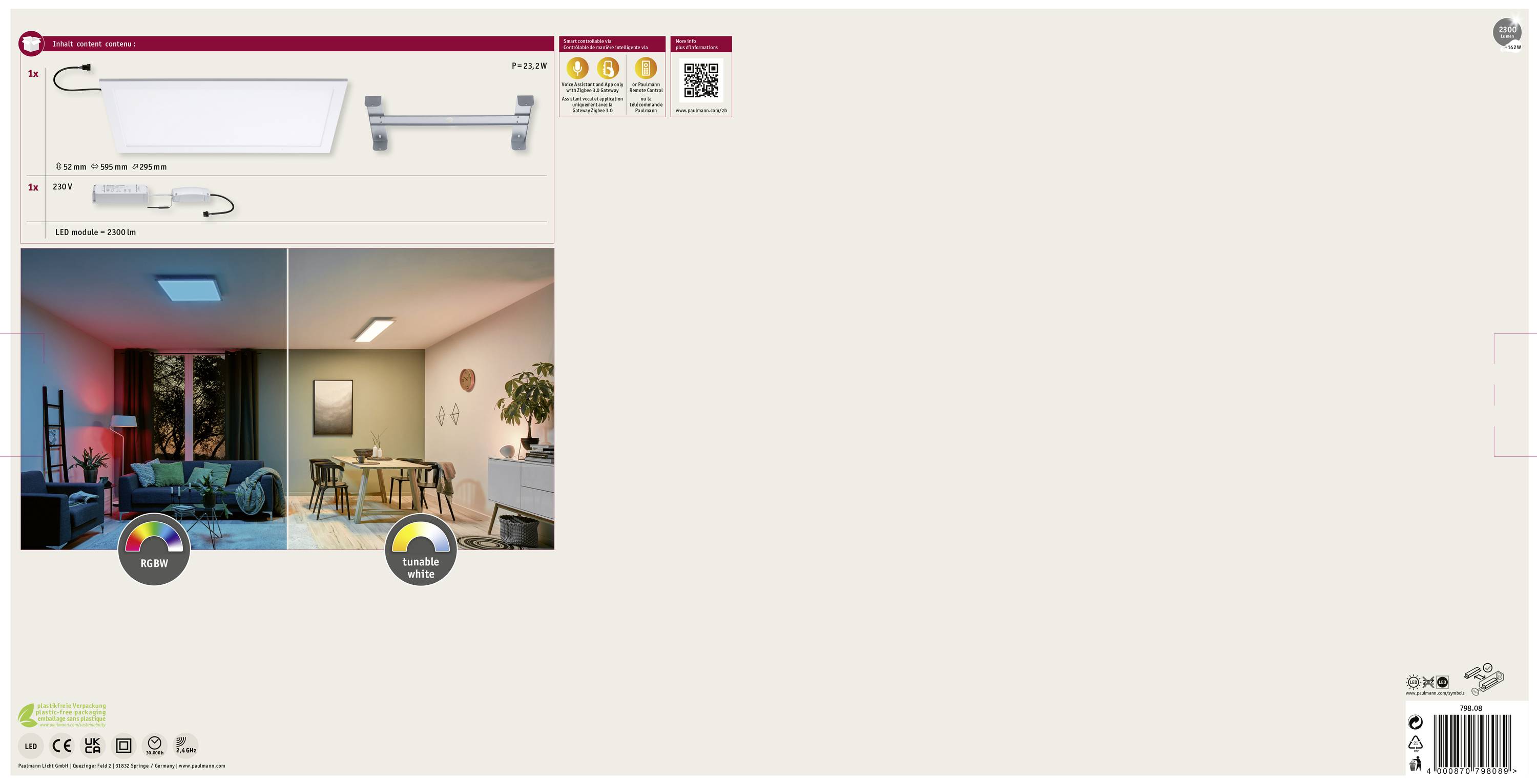 Paulmann Amaris 79808 LED-Panel 22W Warmweiß Weiß (matt)