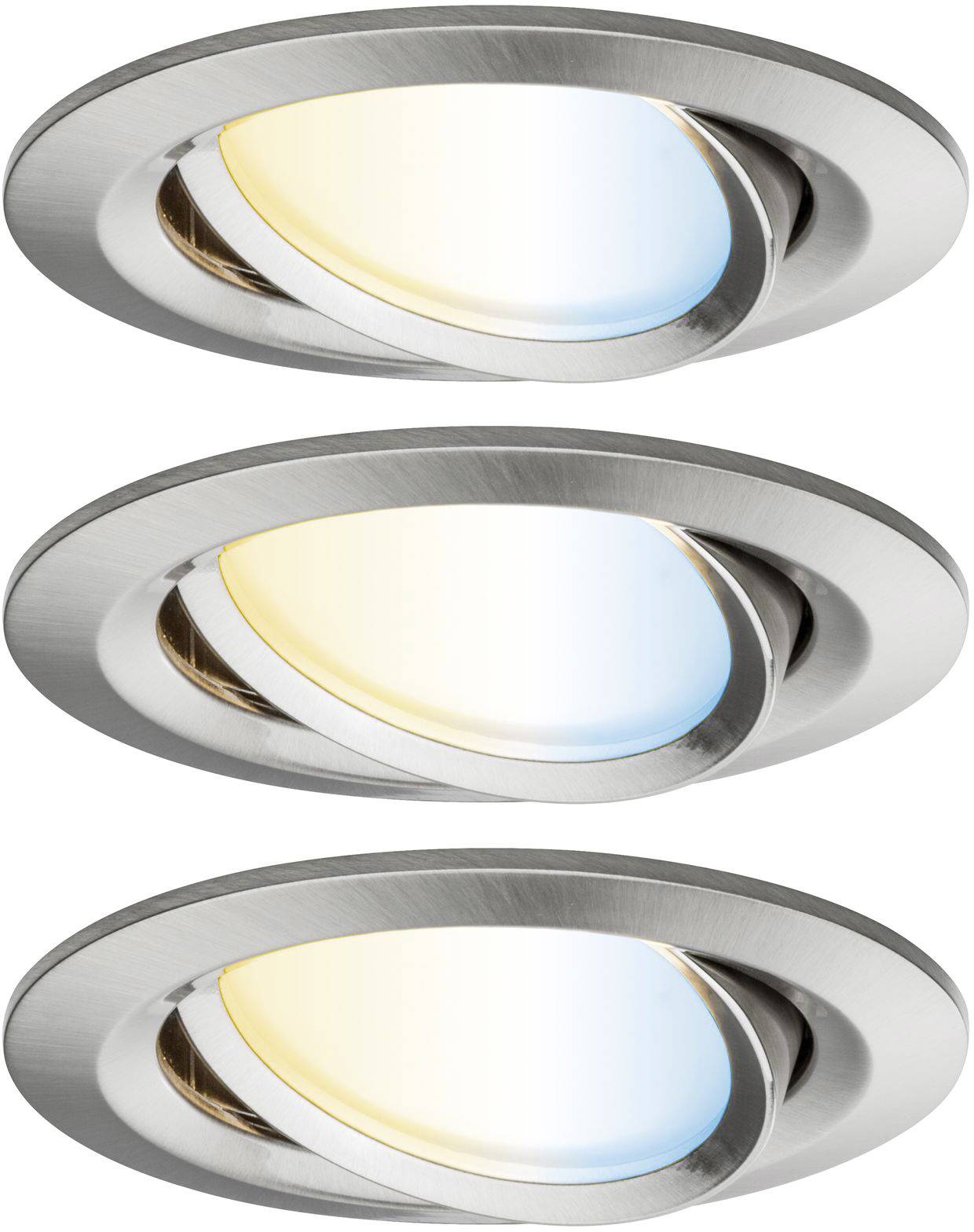 LED-Einbaustrahler in verschiedenen Lichtfarben: warmweiß, neutralweiß, kaltweiß. Geeignet für flexibel anpassbare Raumbeleuchtung.
