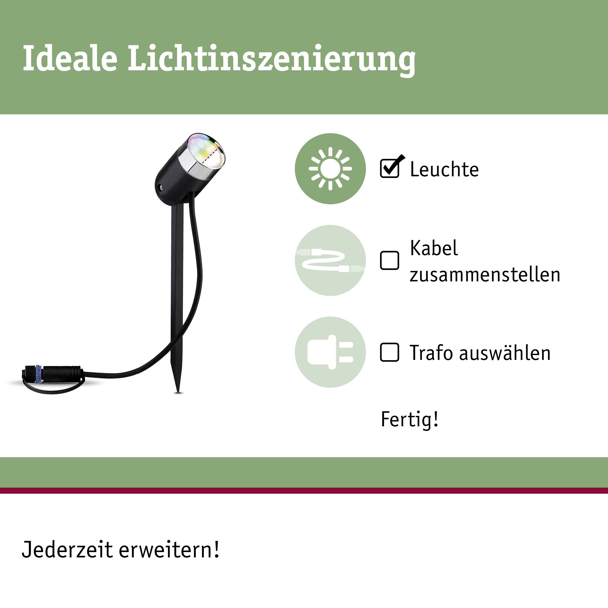 Paulmann colour Spot Pike 94283 Beleuchtungssystem Plug & Shine ZigBee LED 4.5W Warmweiß Anthrazit