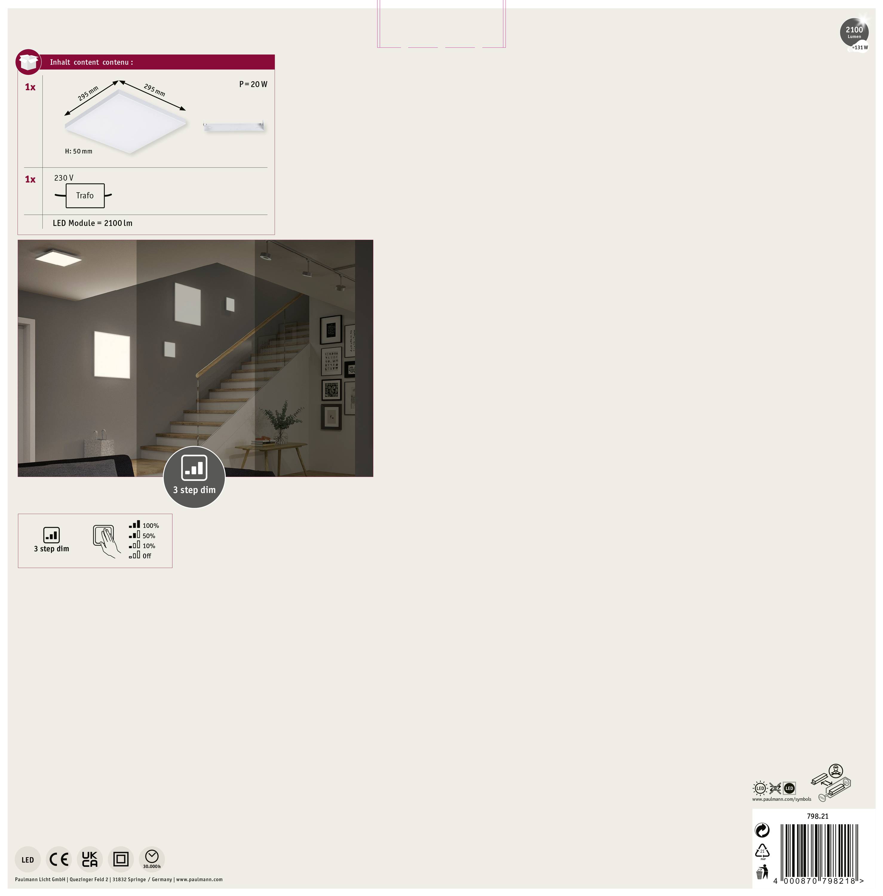 Paulmann Velora 79821 LED-Panel 17W Warmweiß Weiß (matt)