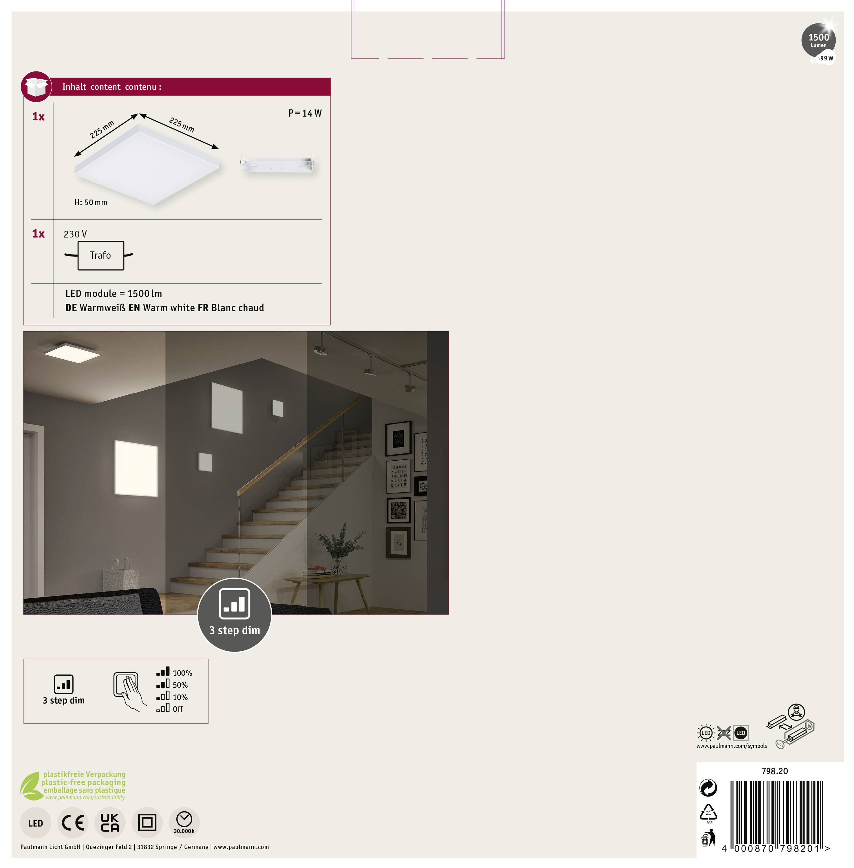 Paulmann Velora 79820 LED-Panel 12W Warmweiß Weiß (matt)