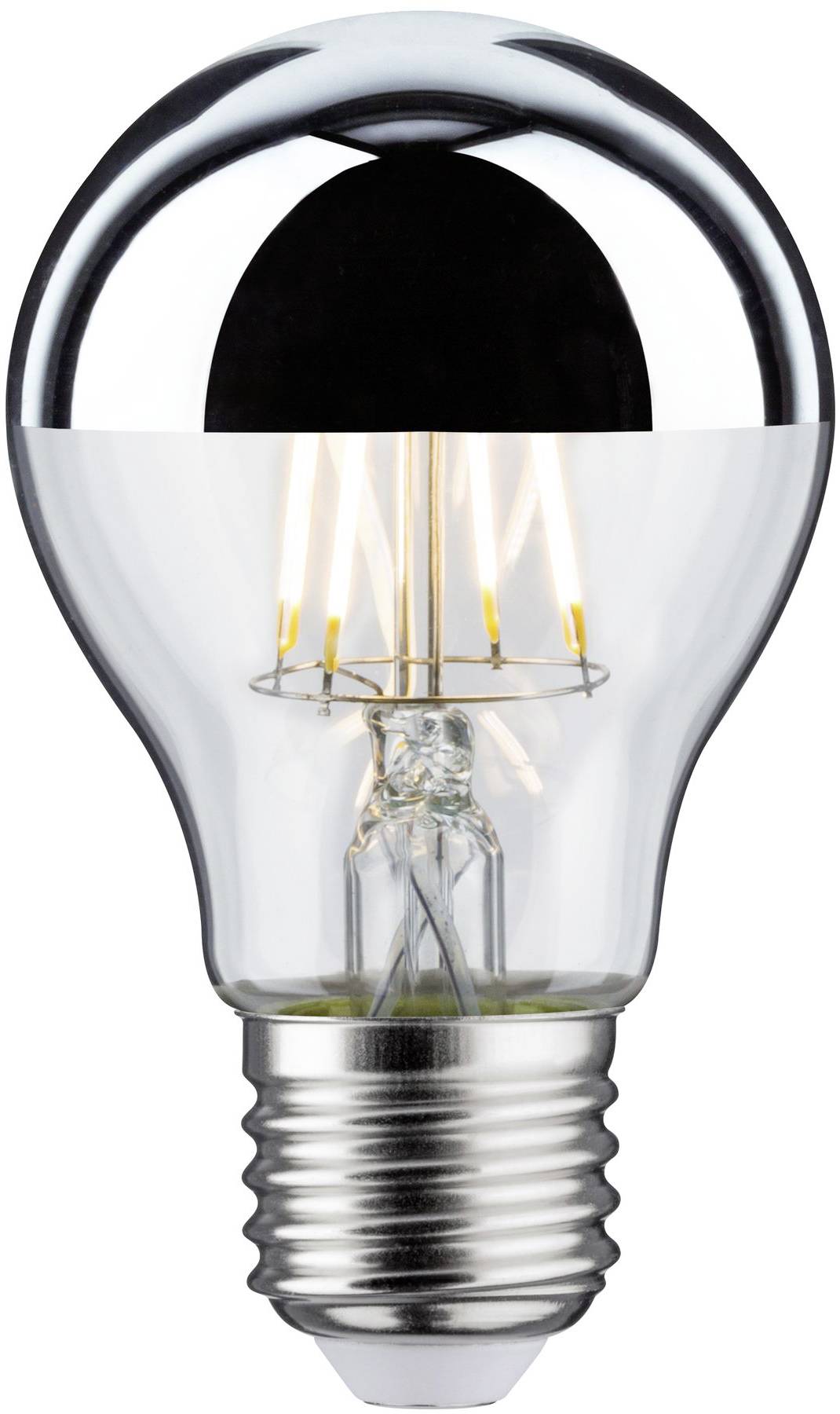 Eine Glühbirne mit sichtbarem Glühfaden, eingeschaltet, symbolisiert eine Idee oder Erleuchtung.