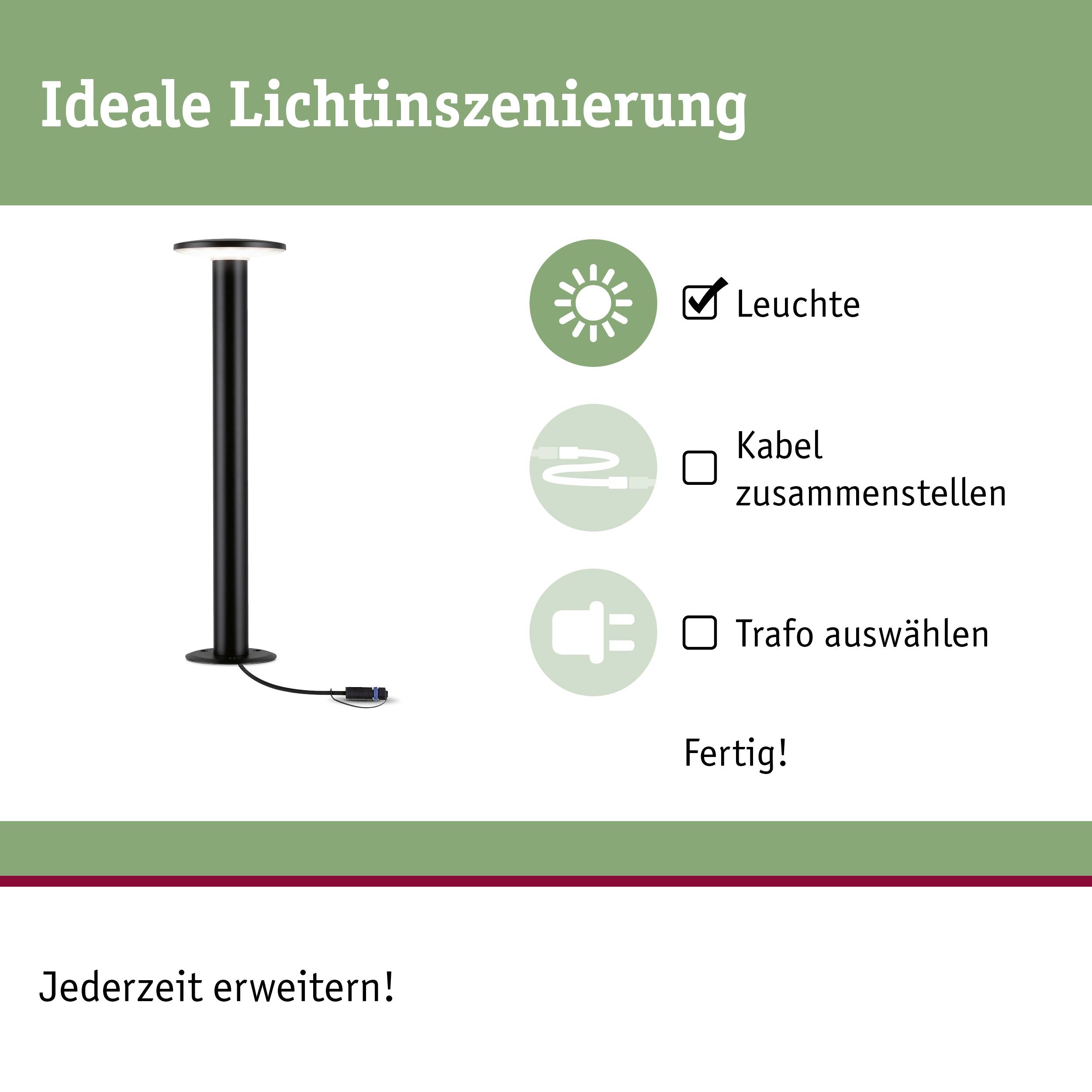 Paulmann Poller Plate 94312 Beleuchtungssystem Plug & Shine LED 6.1W Warmweiß Anthrazit