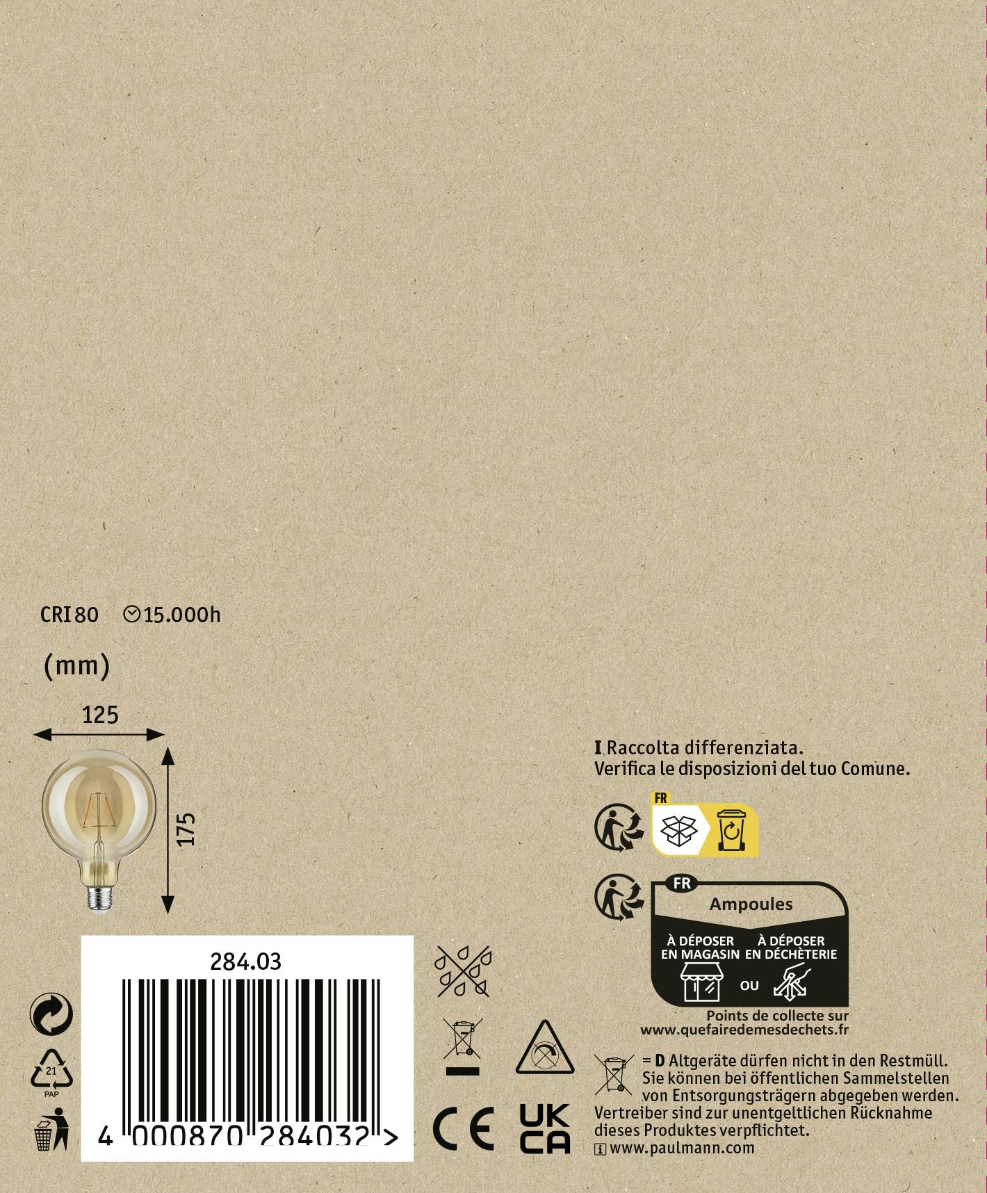 Paulmann 28403 LED E27 Globeform 6.5W = 37W Gold (Ø x H) 125mm x 175mm 1St.